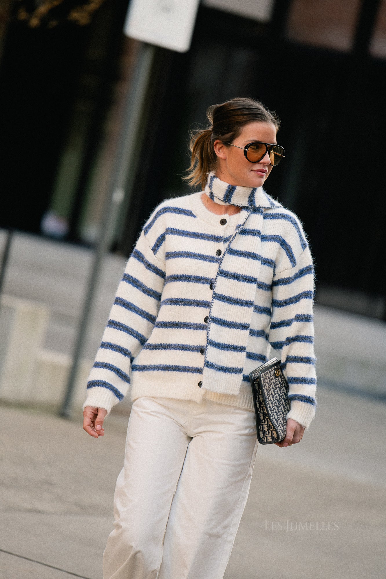 Faye striped cardigan snow white/true navy - Image 7
