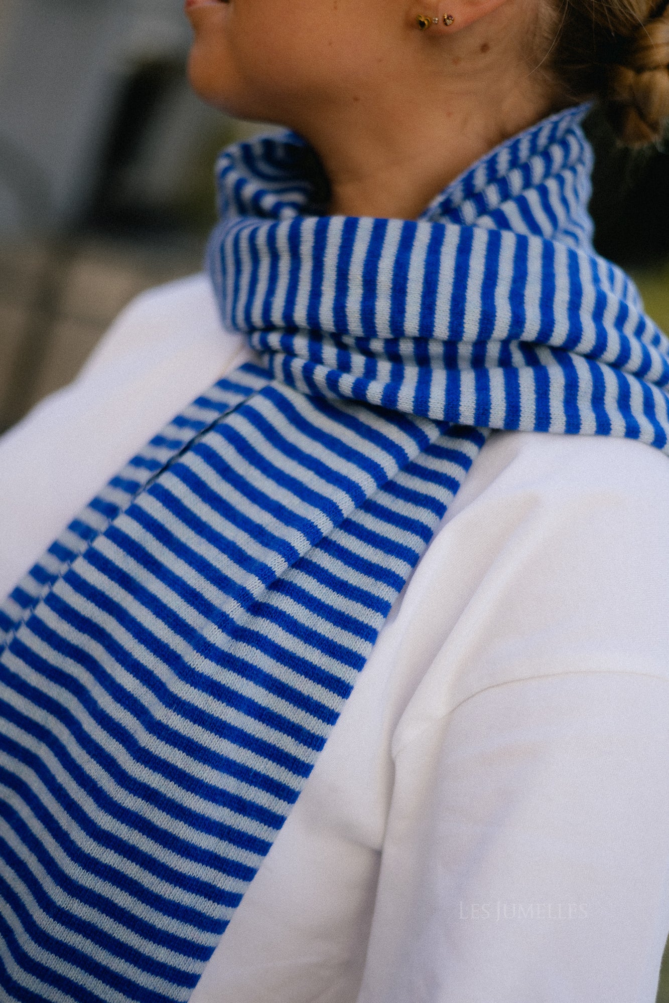 Florence striped scarf - royal blue/light blue - Image 2
