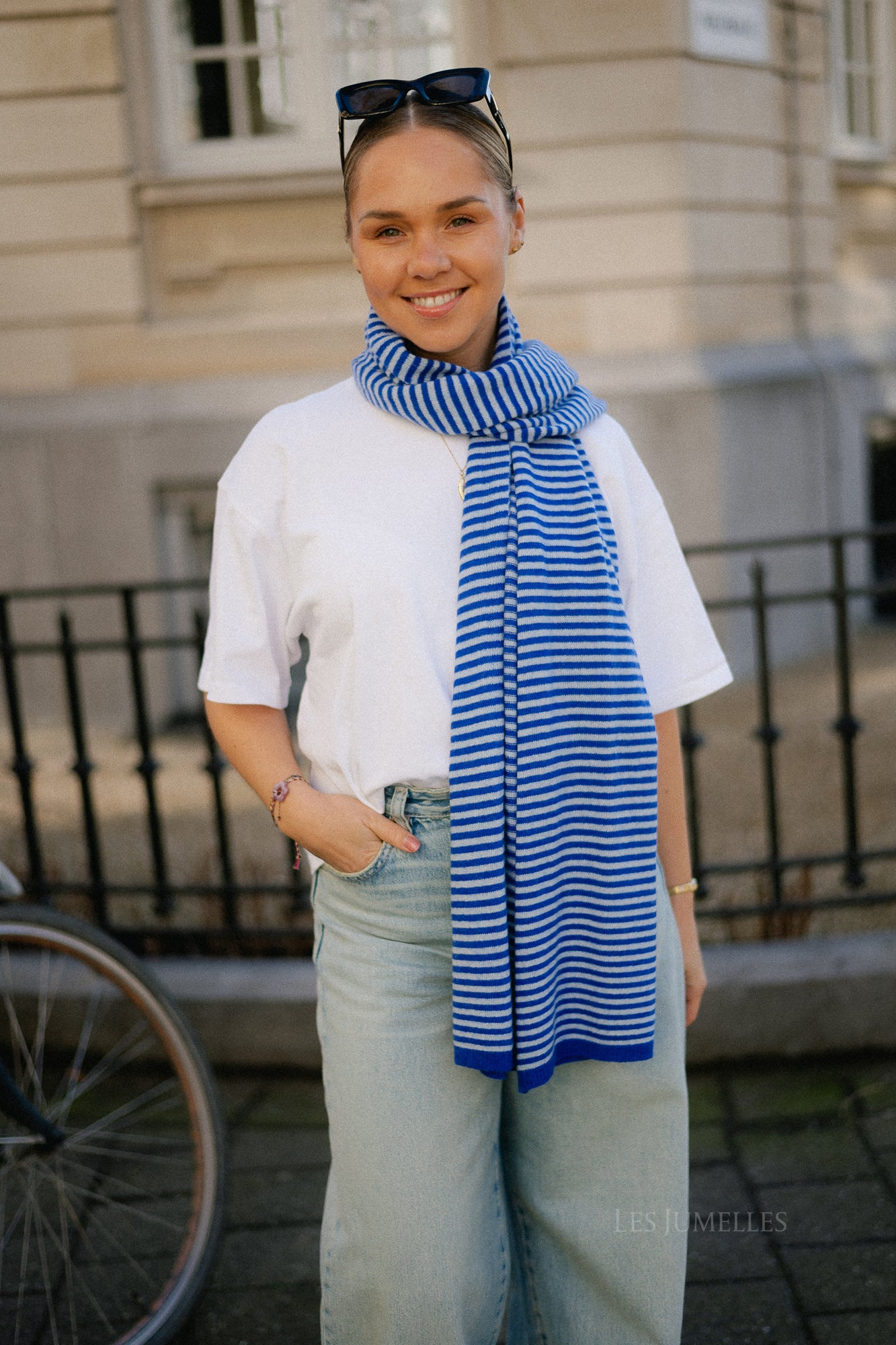 Florence striped scarf - royal blue/light blue - Image 3