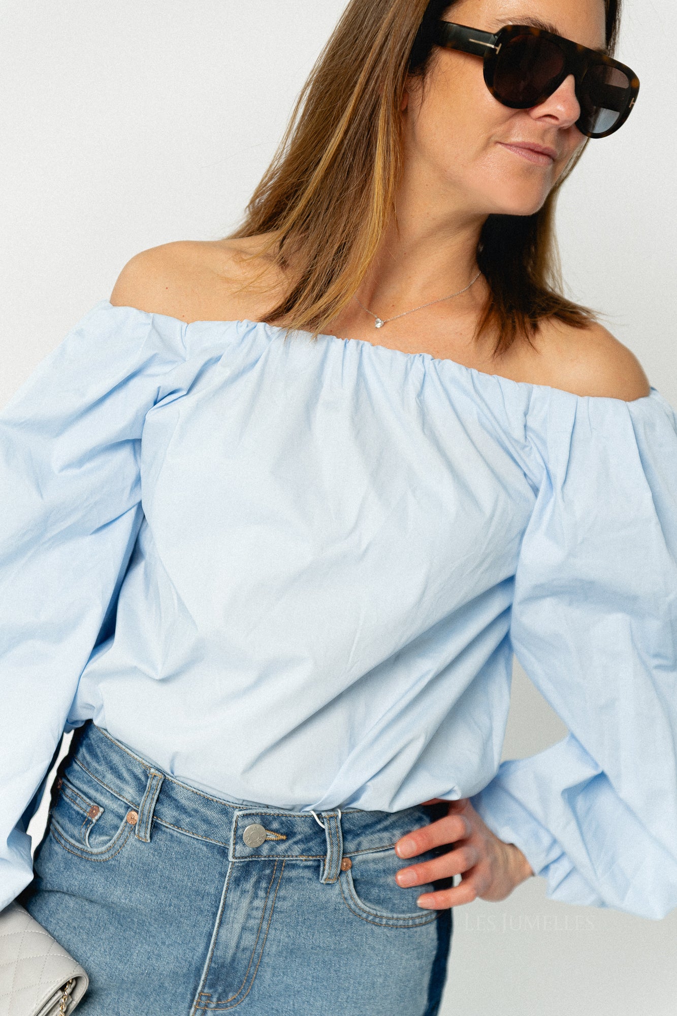 Fran off shoulder blouse baby blue - Image 2