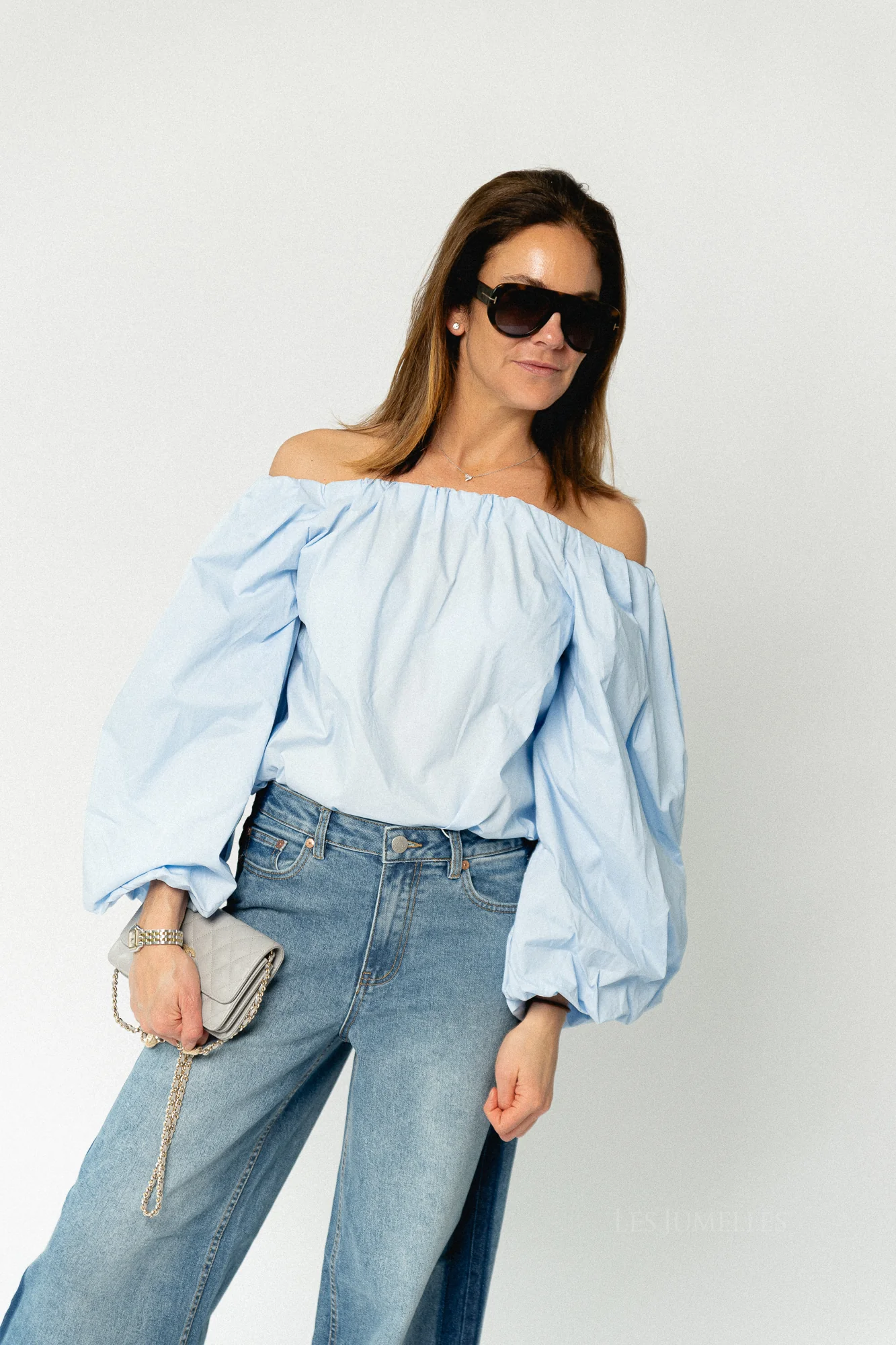Fran off shoulder blouse baby blue - Image 3