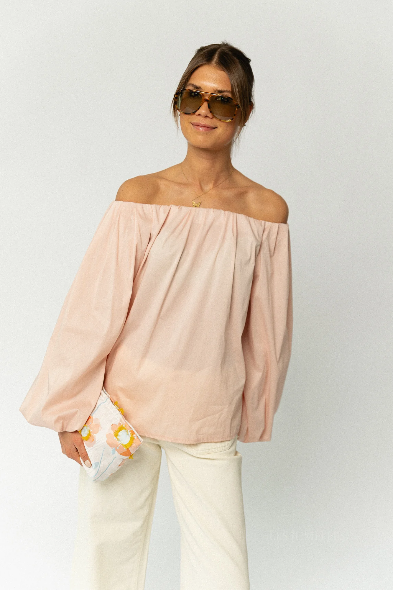 Fran off shoulder blouse blush pink - Image 8
