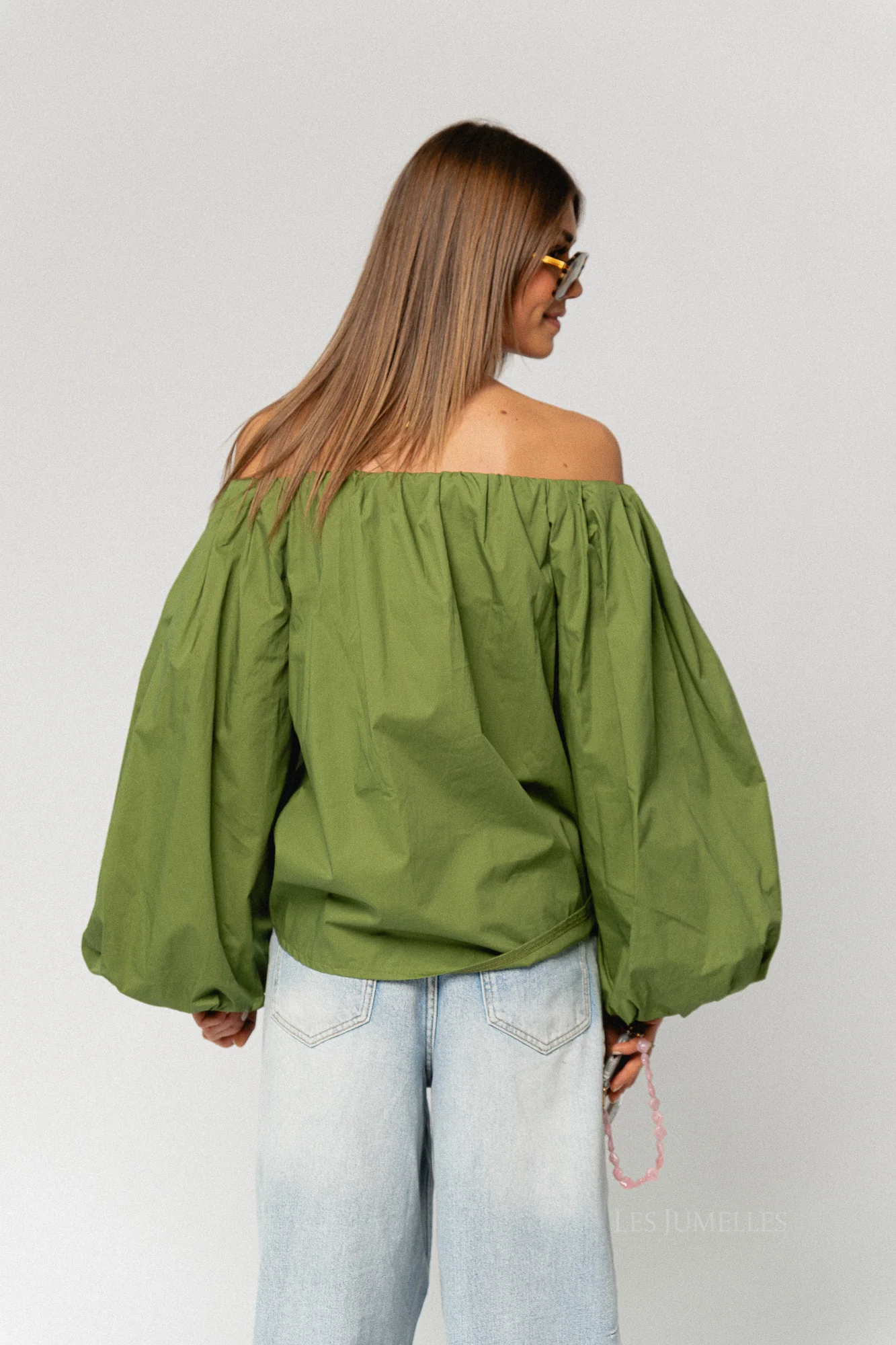 Fran off shoulder blouse kale green - Image 5