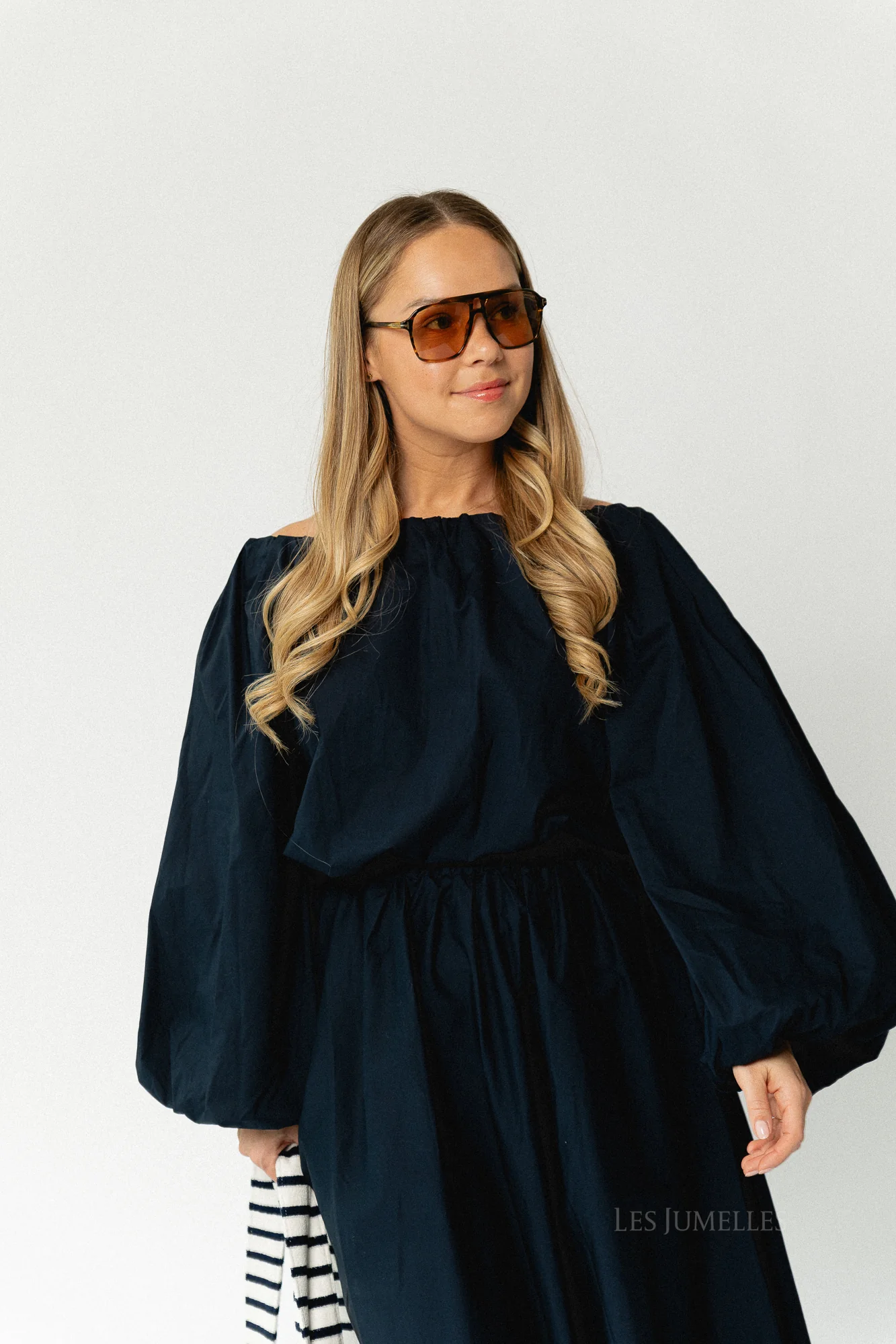 Fran off shoulder blouse navy