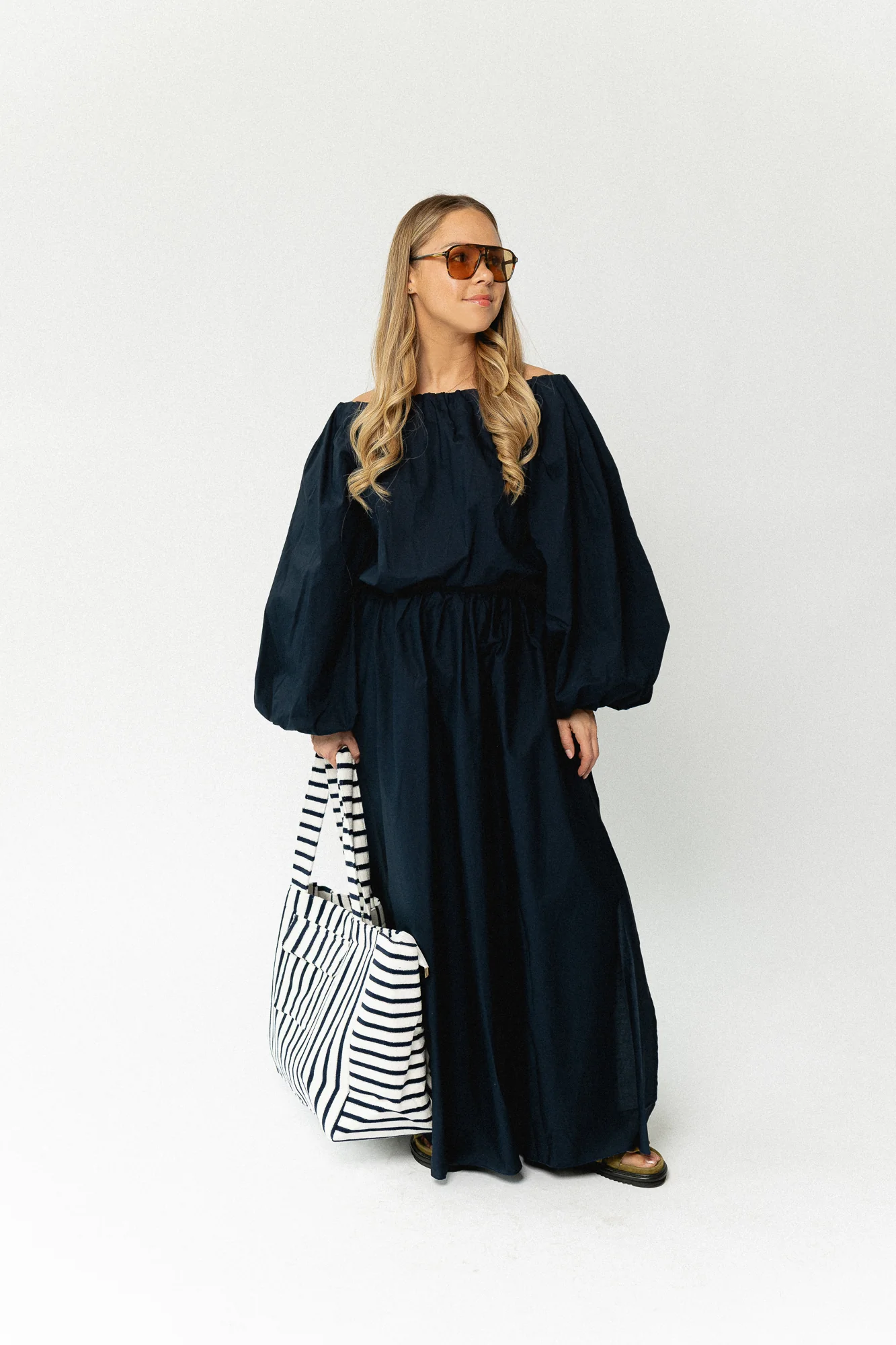 Fran off shoulder blouse navy - Image 2