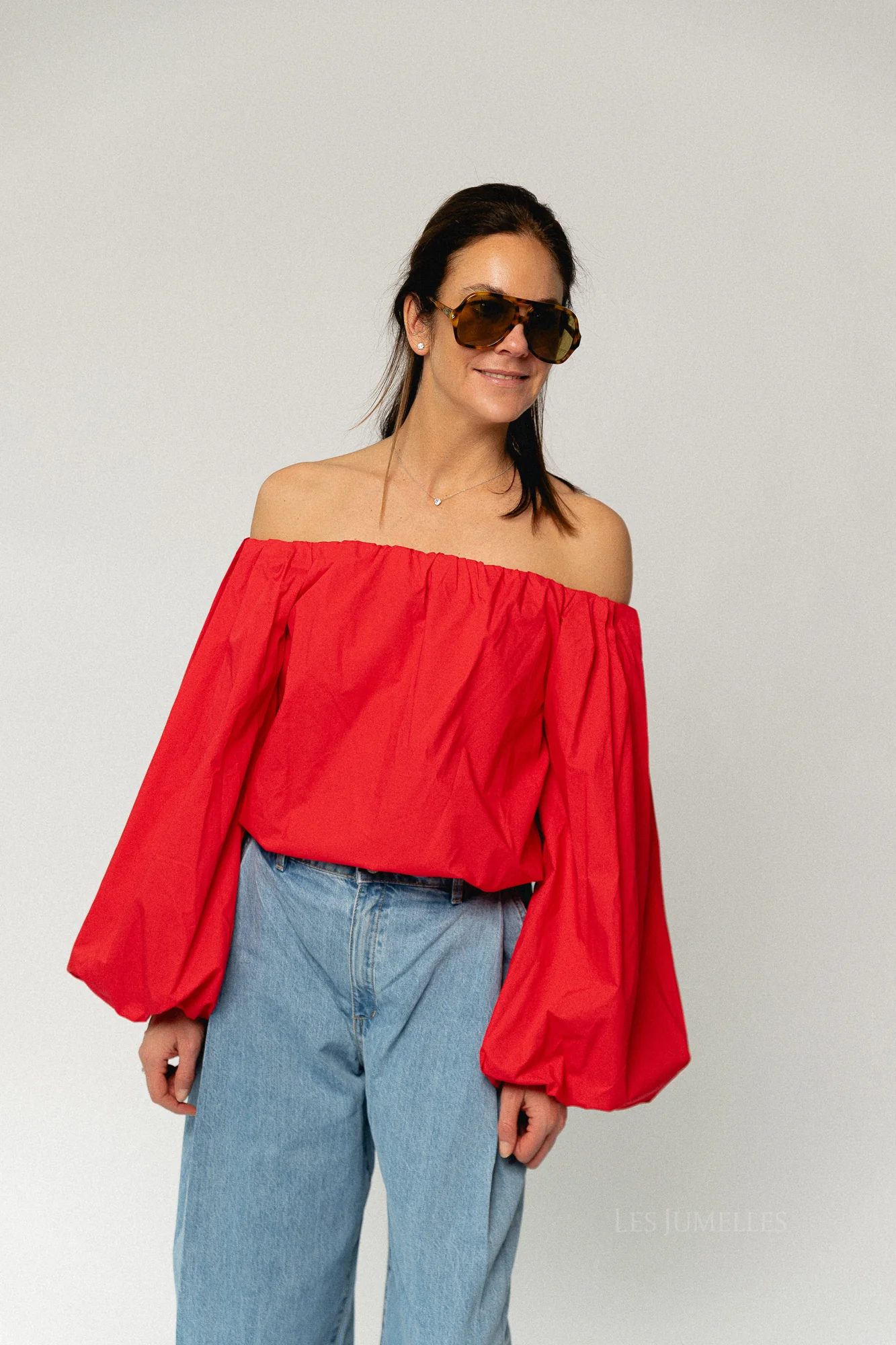 Fran off shoulder blouse red - Image 3