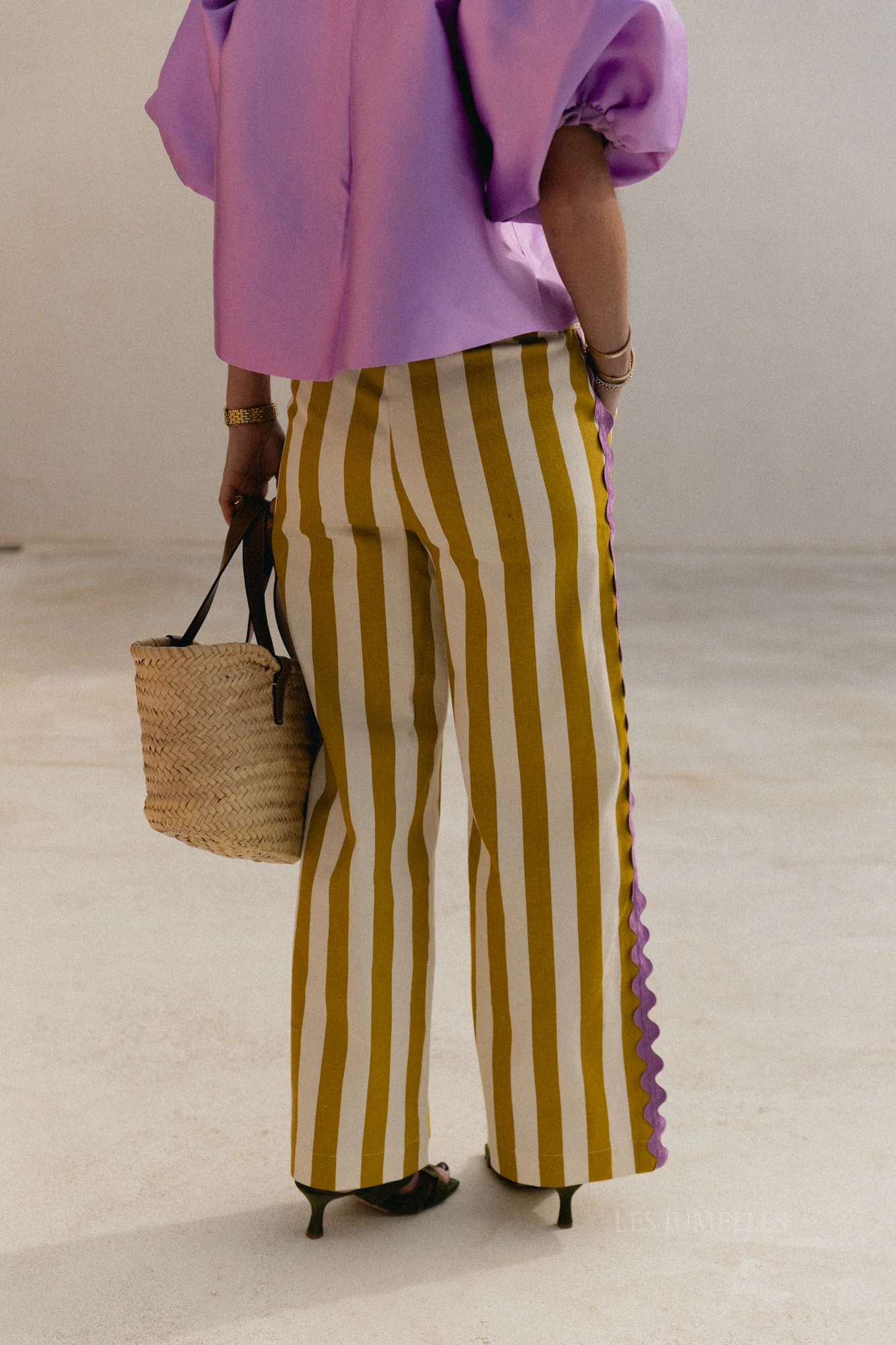 Gemma striped pants ecru/lemon curry - Image 8