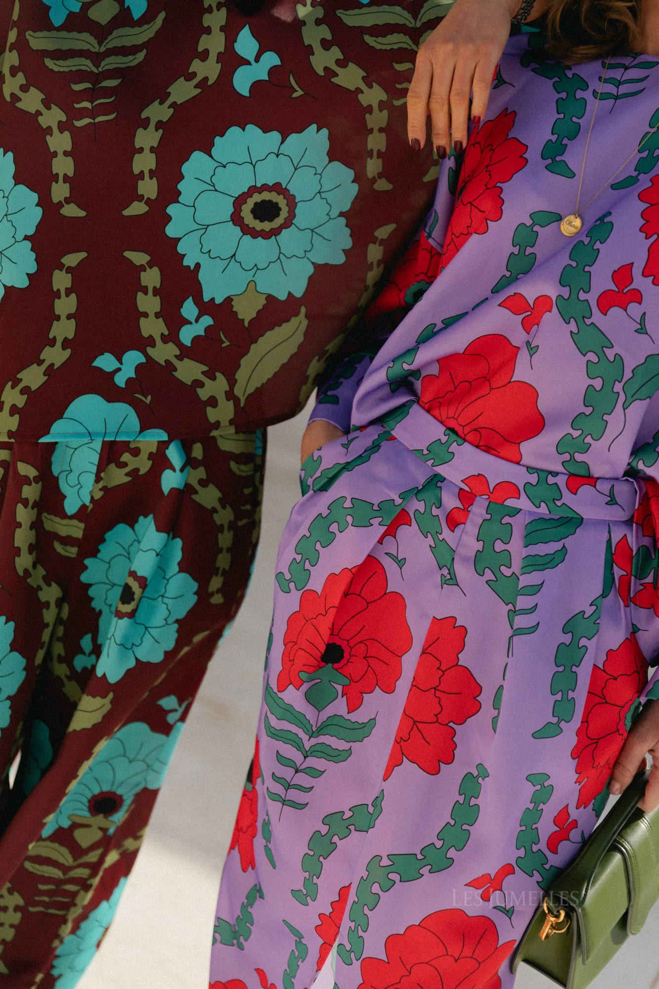 Gill printed sateen blouse - burgundy/turquoise - Image 7