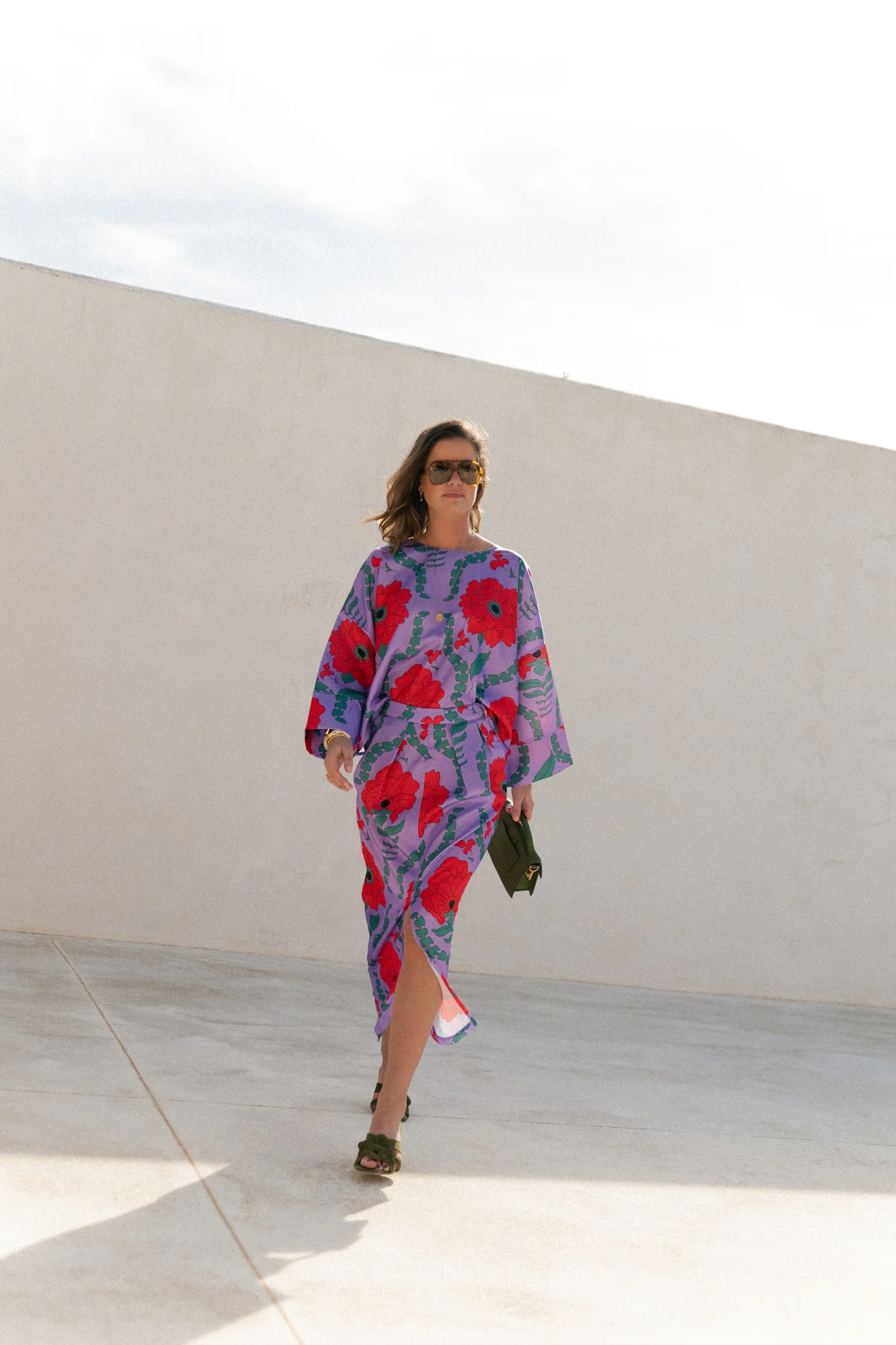 Gill printed sateen blouse - lilac/coral - Image 9