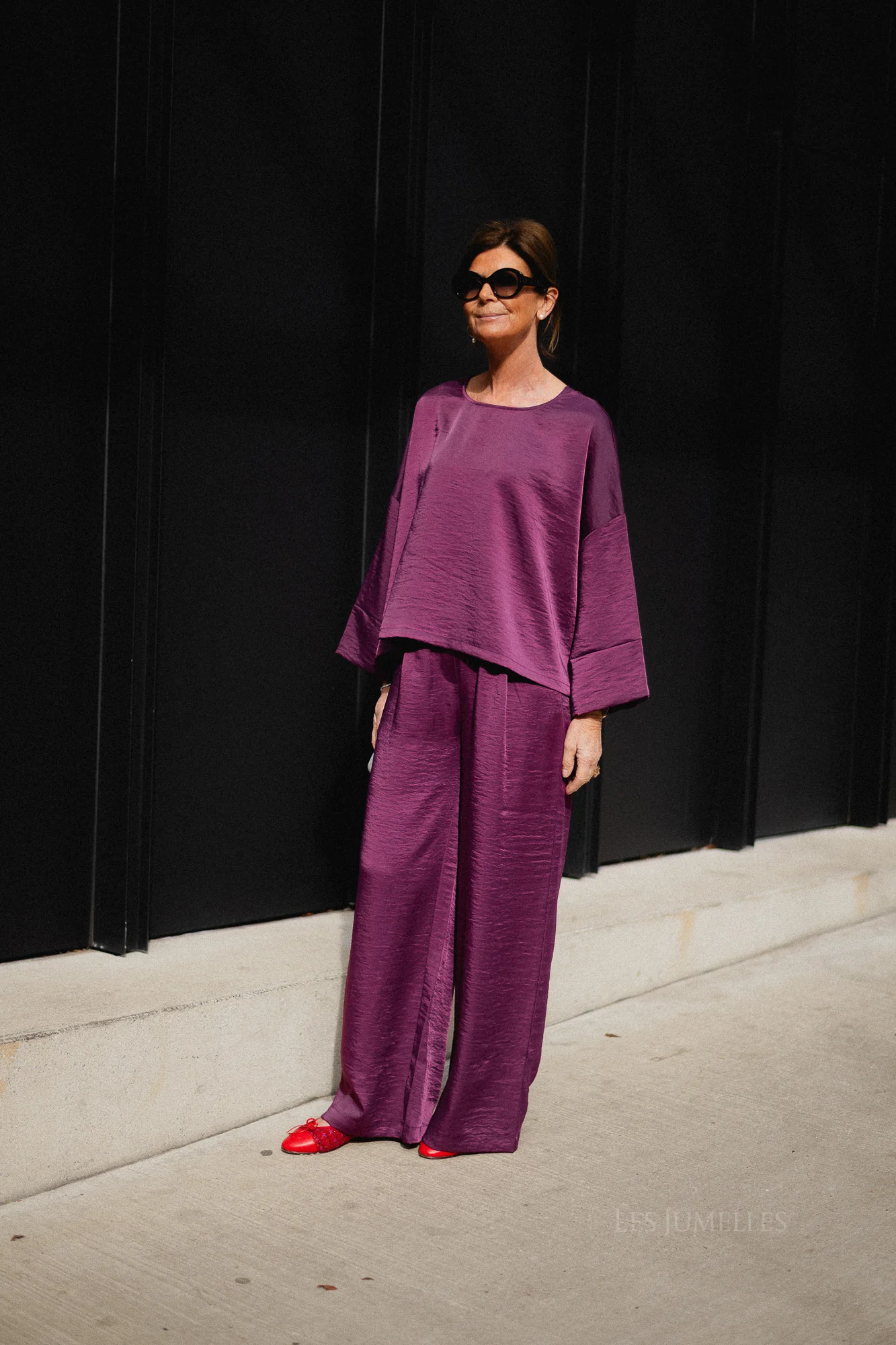 Gill sateen blouse aubergine - Image 7