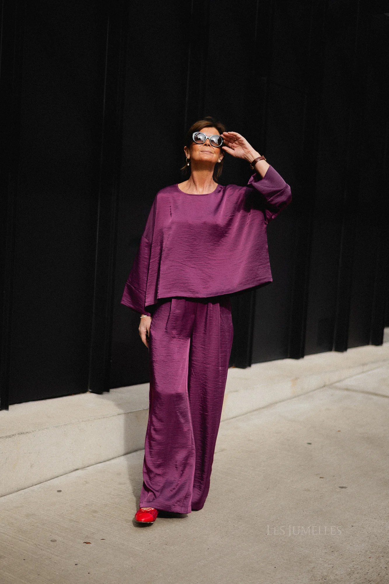 Gill sateen pants aubergine - Image 7