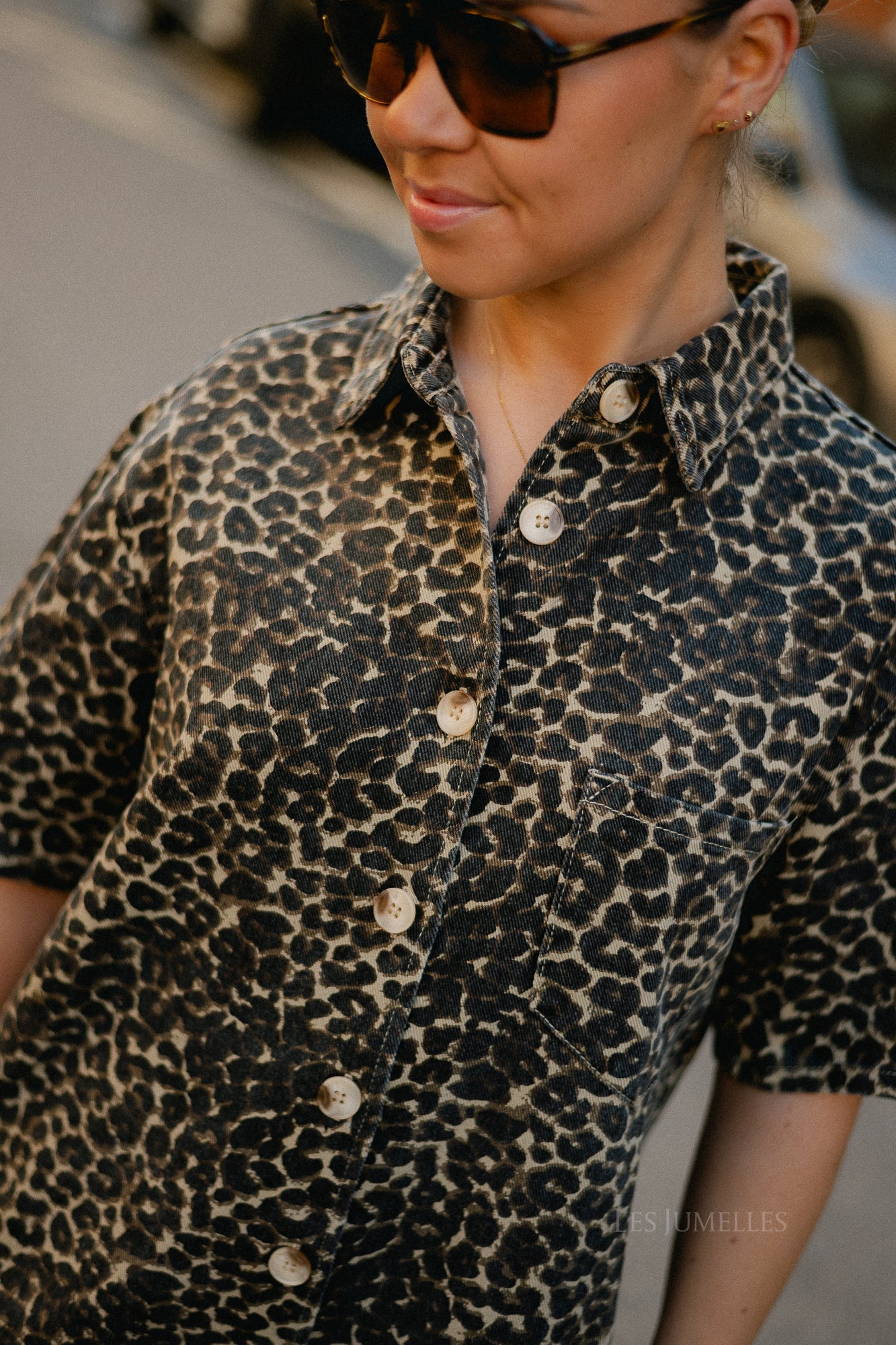 Indy leopard print denim playsuit - Image 2