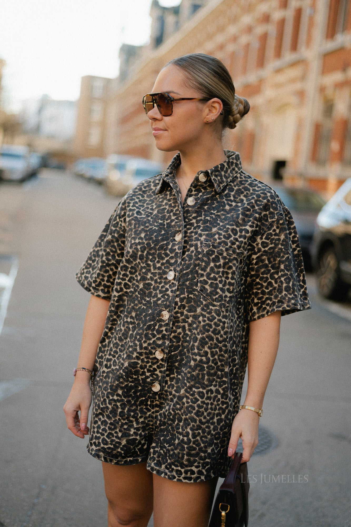 Indy leopard print denim playsuit - Image 4