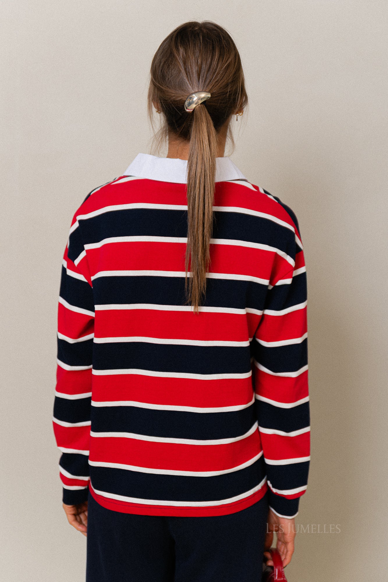 Ines striped polo sweatshirt navy/red - Image 5
