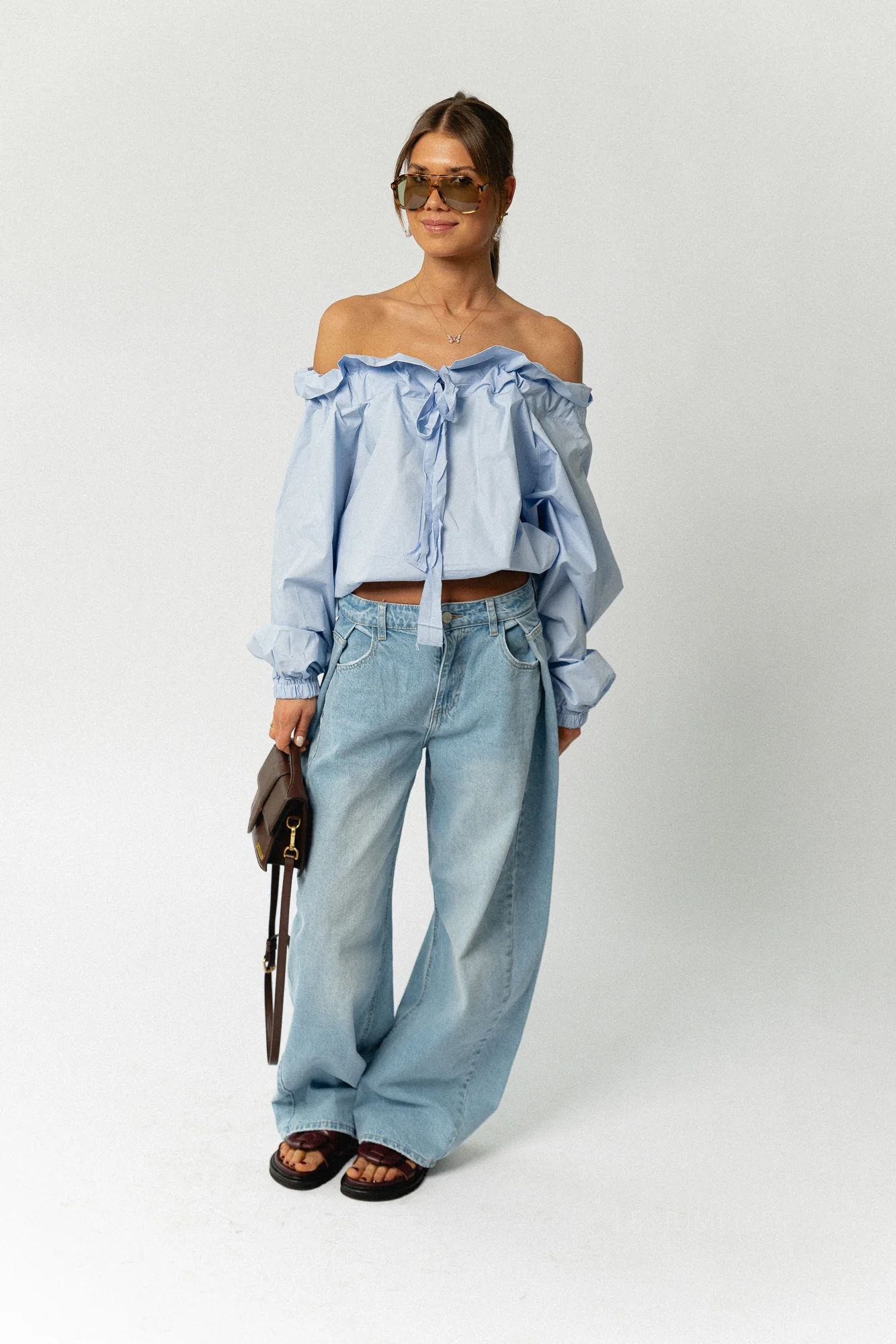 Isaline off-shoulder blouse light blue - Image 2