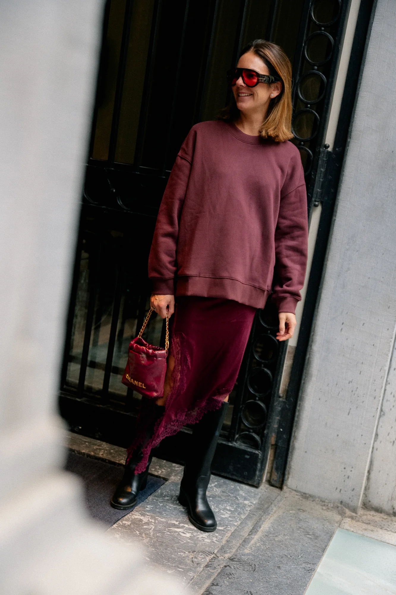 Jane oversized sweater burgundy - Image 4