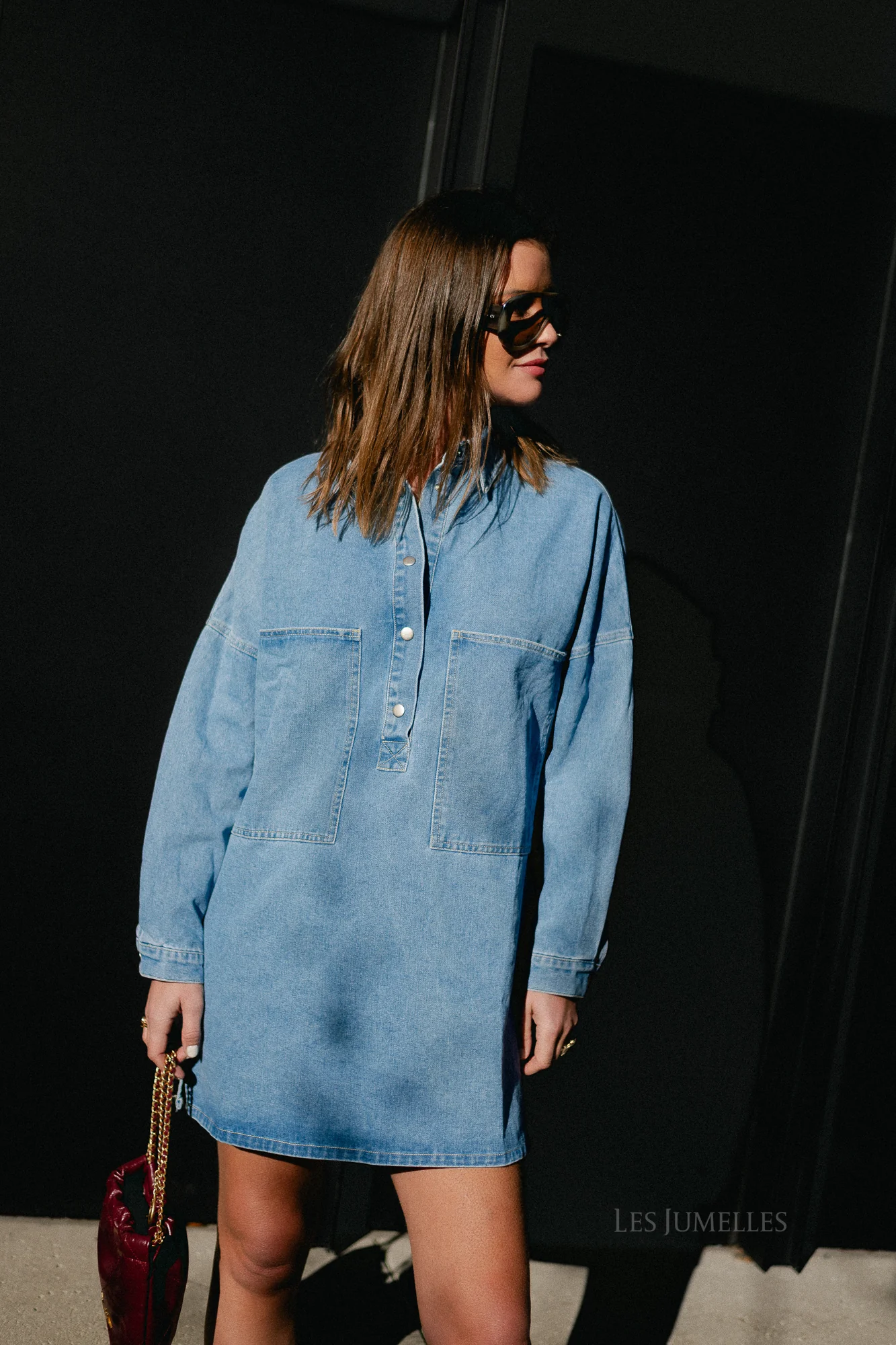 Jenny LS denim dress medium blue - Image 8