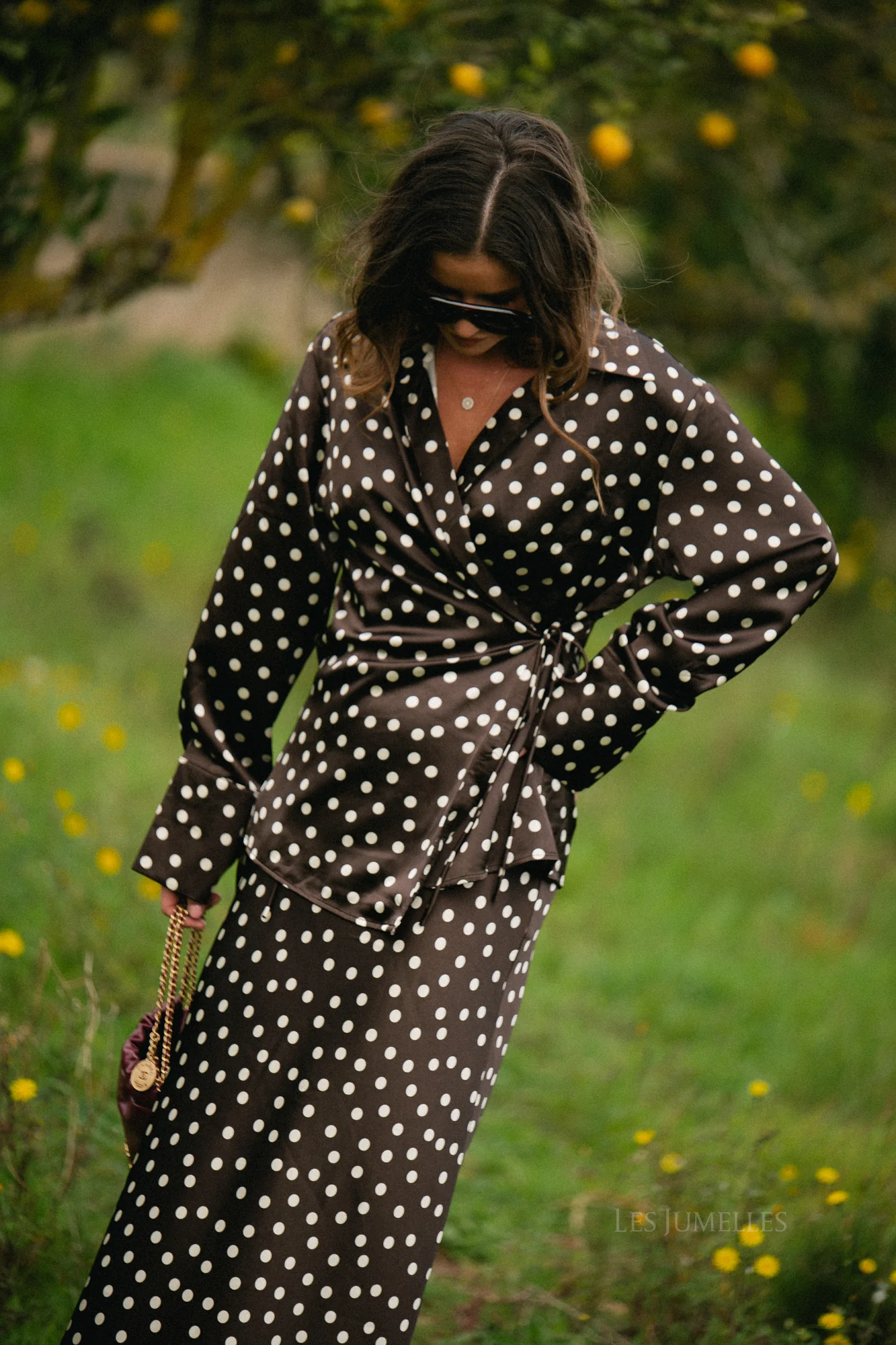 Juliana wrapped shirt polka dots dark brown/ecru - Image 2