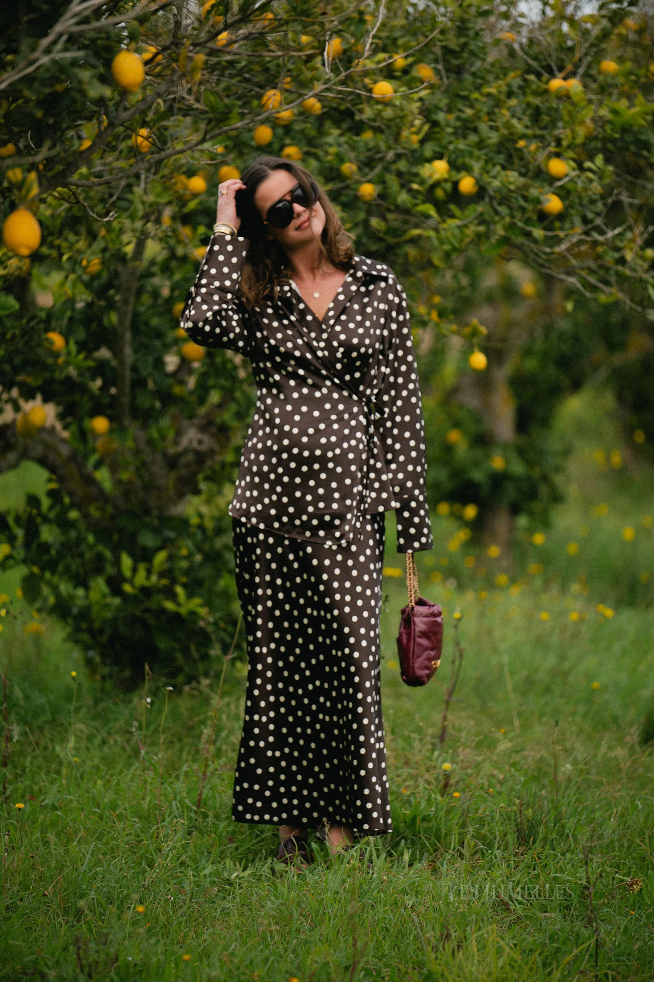 Juliana wrapped shirt polka dots dark brown/ecru - Image 5
