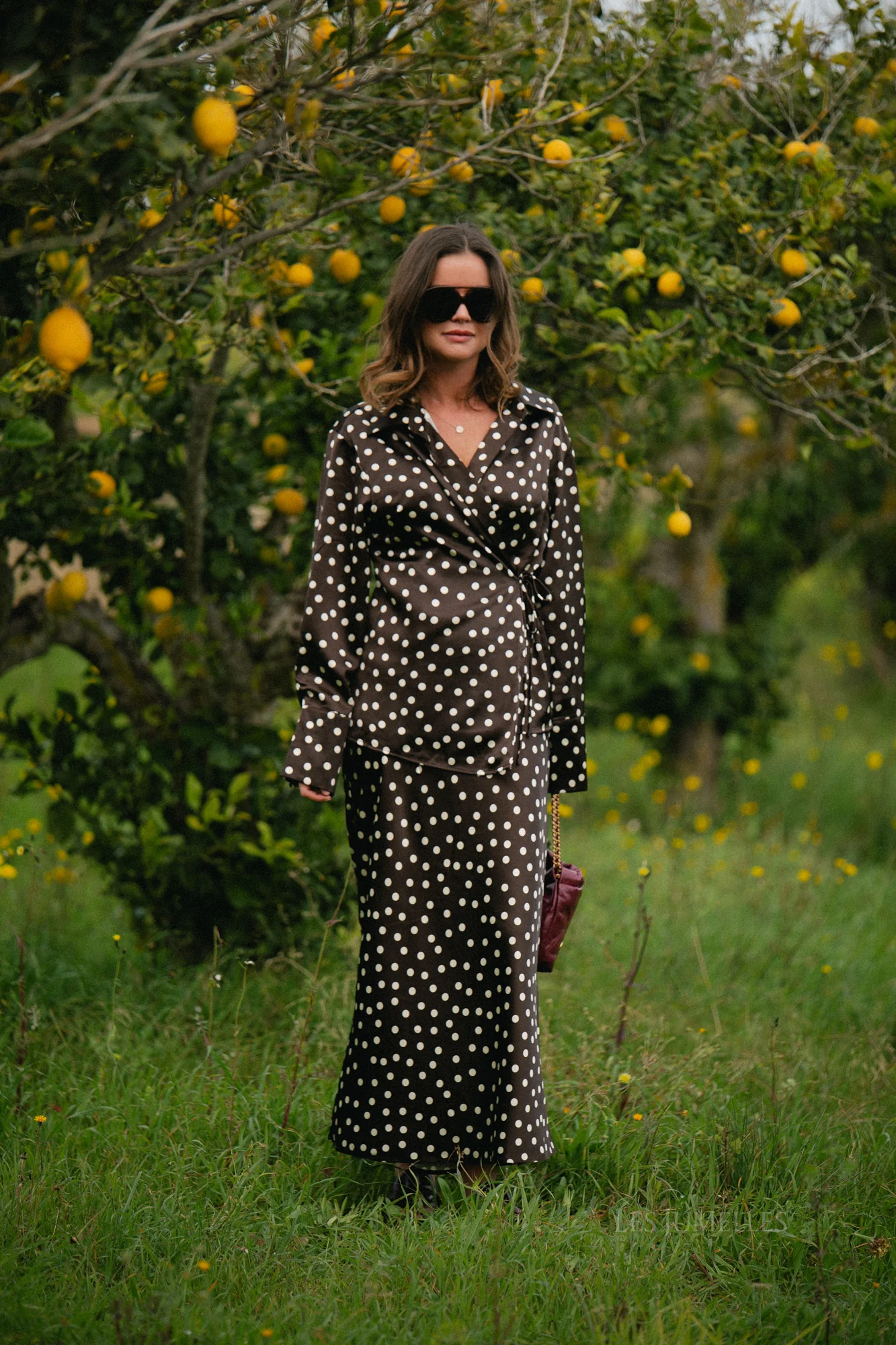 Juliana wrapped shirt polka dots dark brown/ecru - Image 6