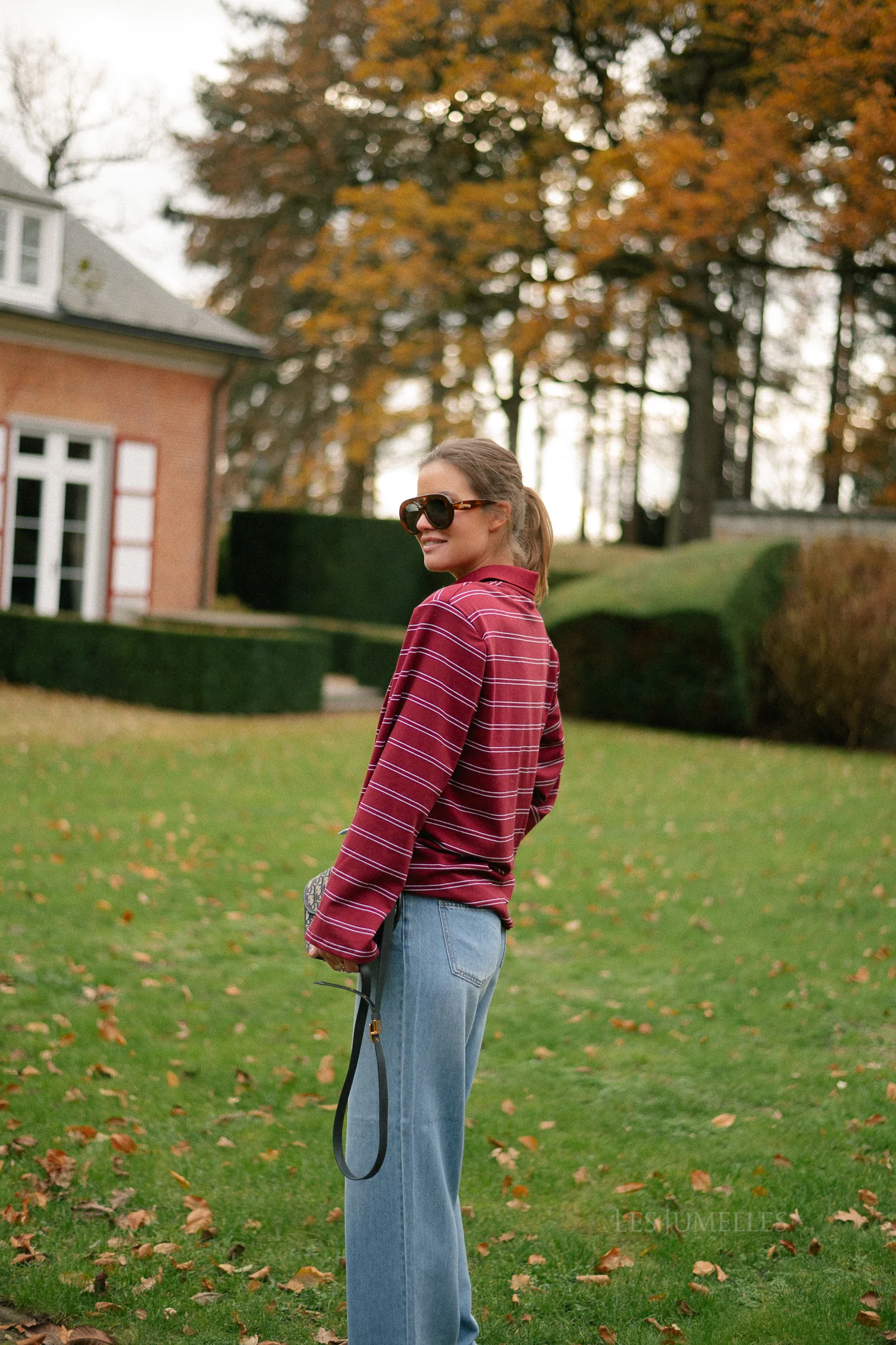 Kaylee striped polo sweatshirt deep red/light blue - Image 5
