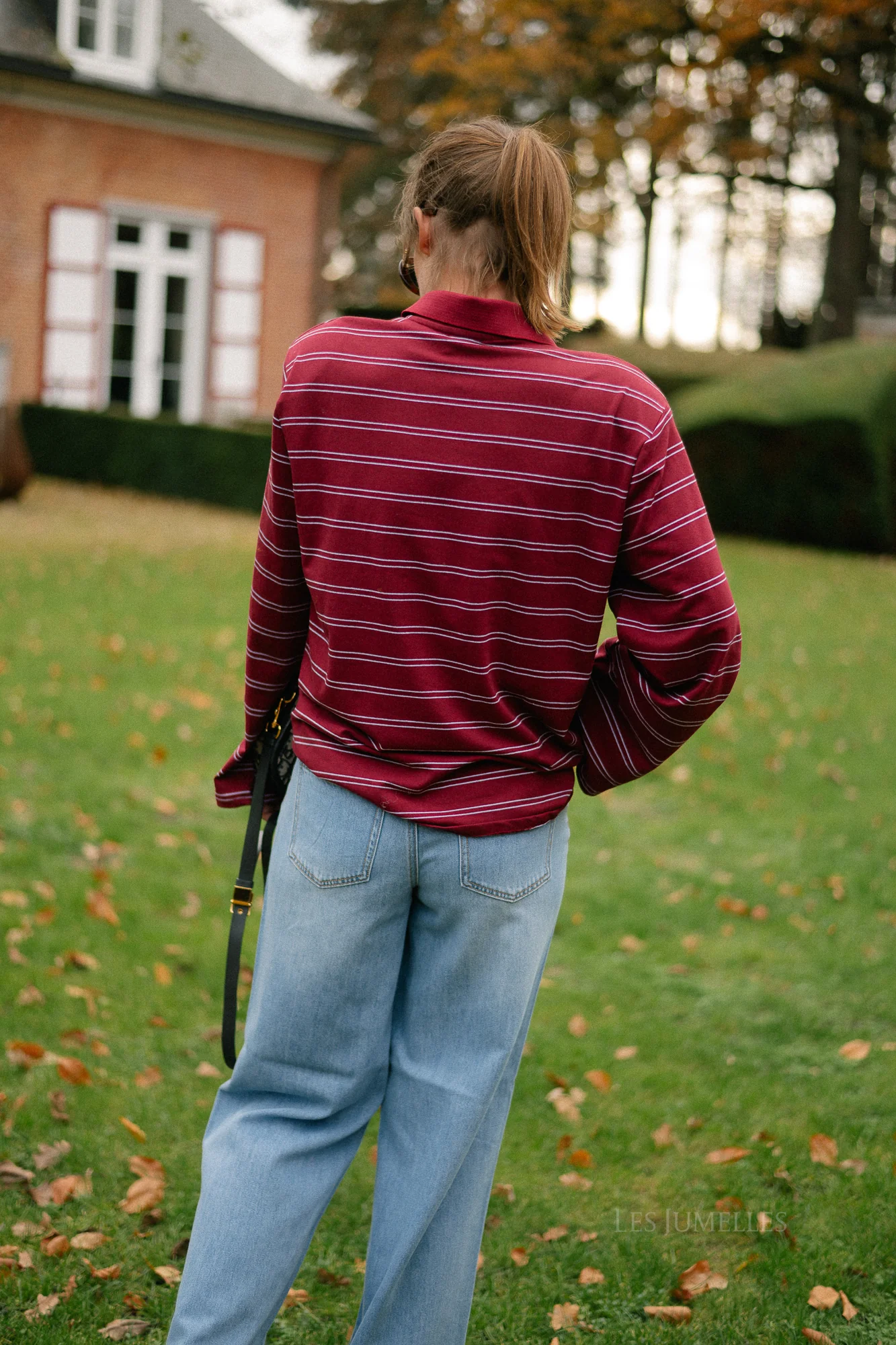 Kaylee striped polo sweatshirt deep red/light blue - Image 7