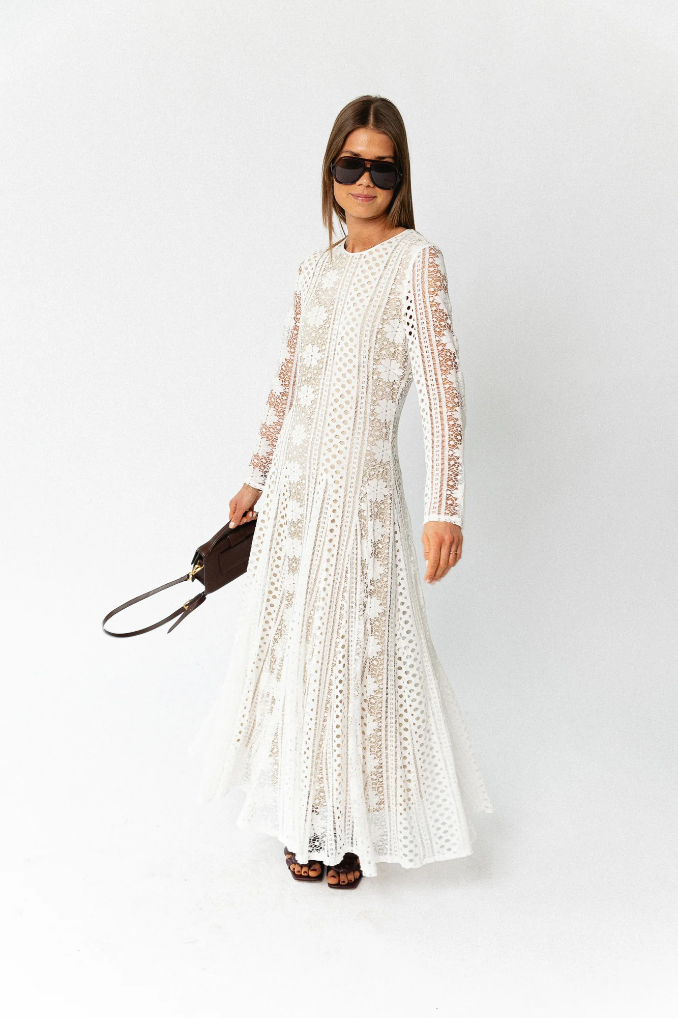 Lina floral lace maxi dress ivory - Image 3