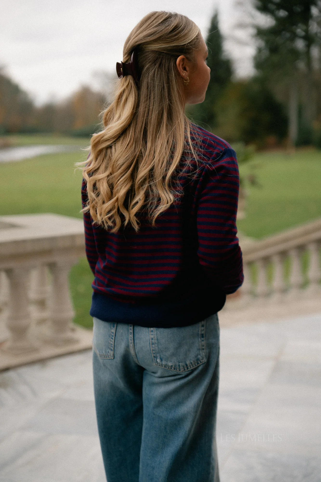 Lisa striped cardigan navy/burgundy - Image 4