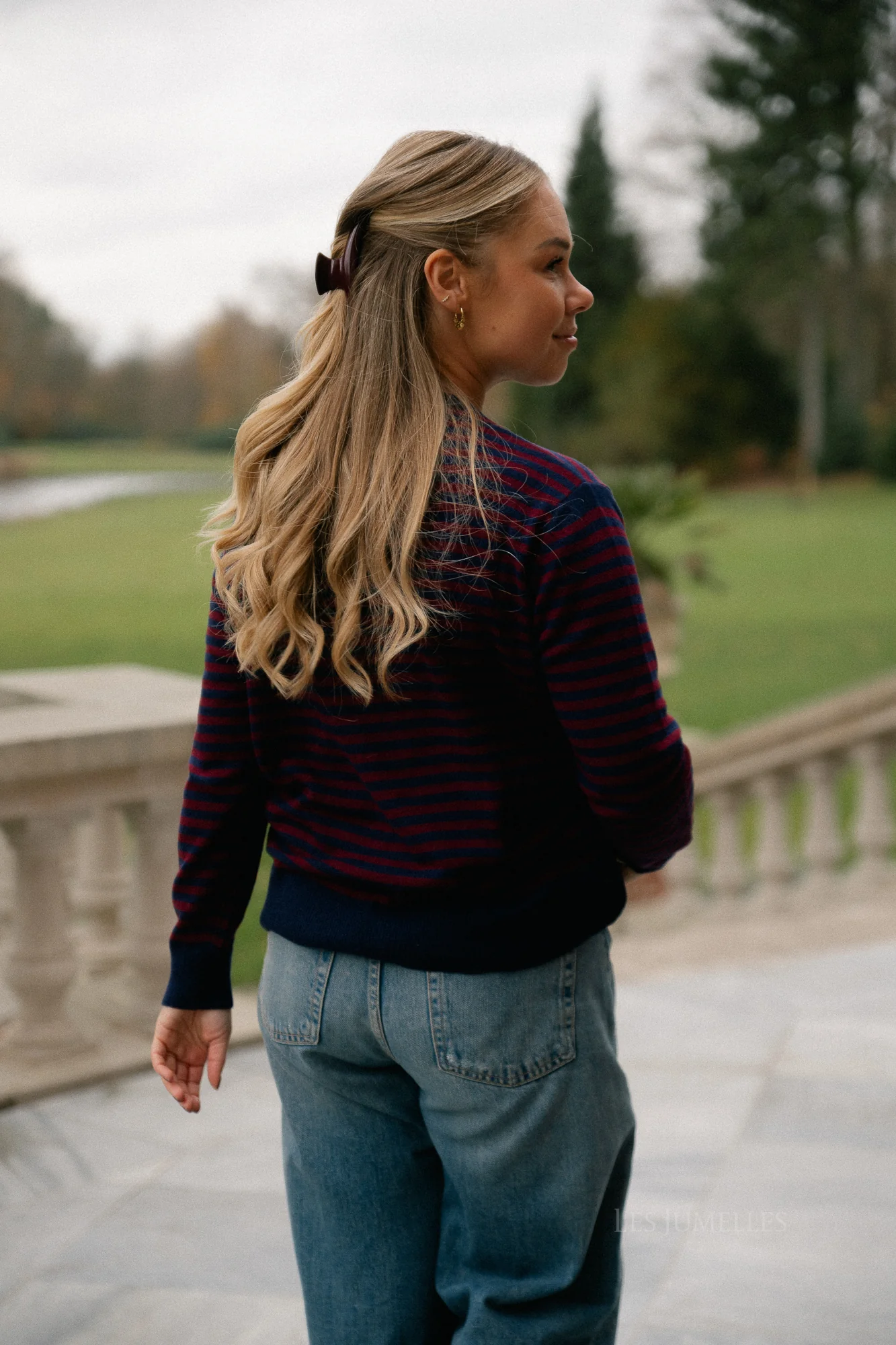 Lisa striped cardigan navy/burgundy - Image 8
