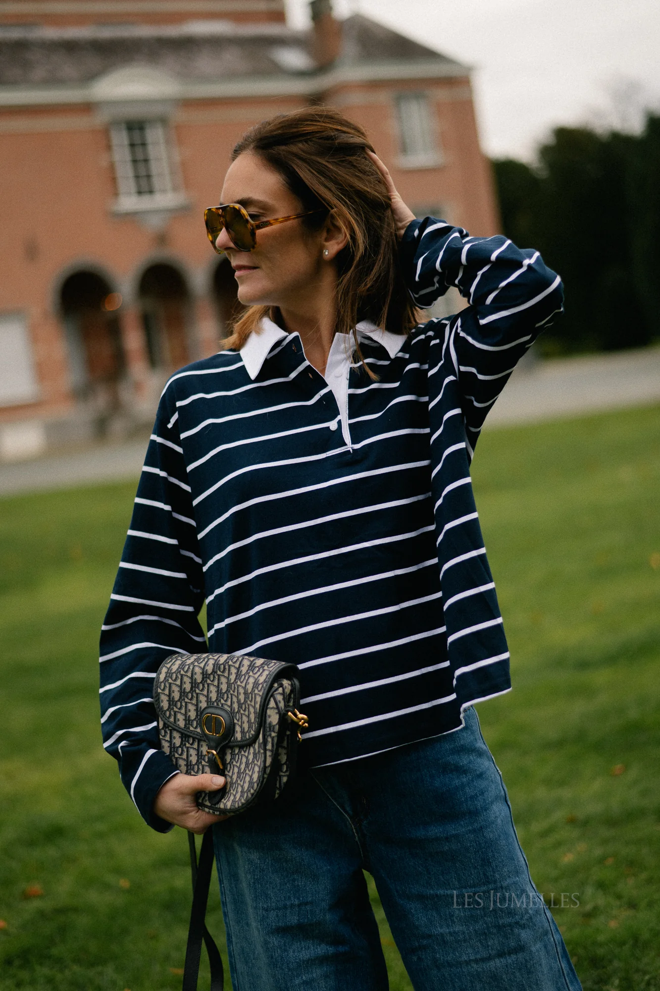 Lisa striped polo shirt navy/white