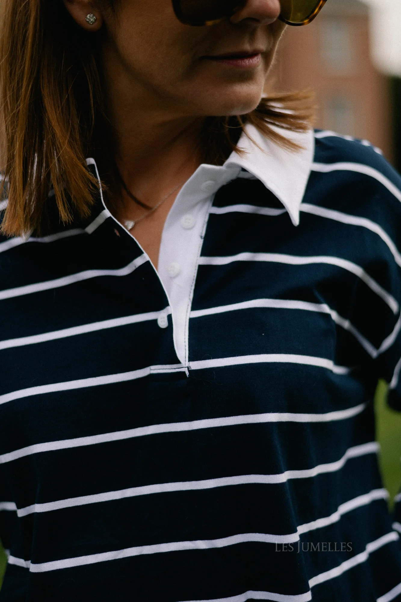 Lisa striped polo shirt navy/white - Image 2