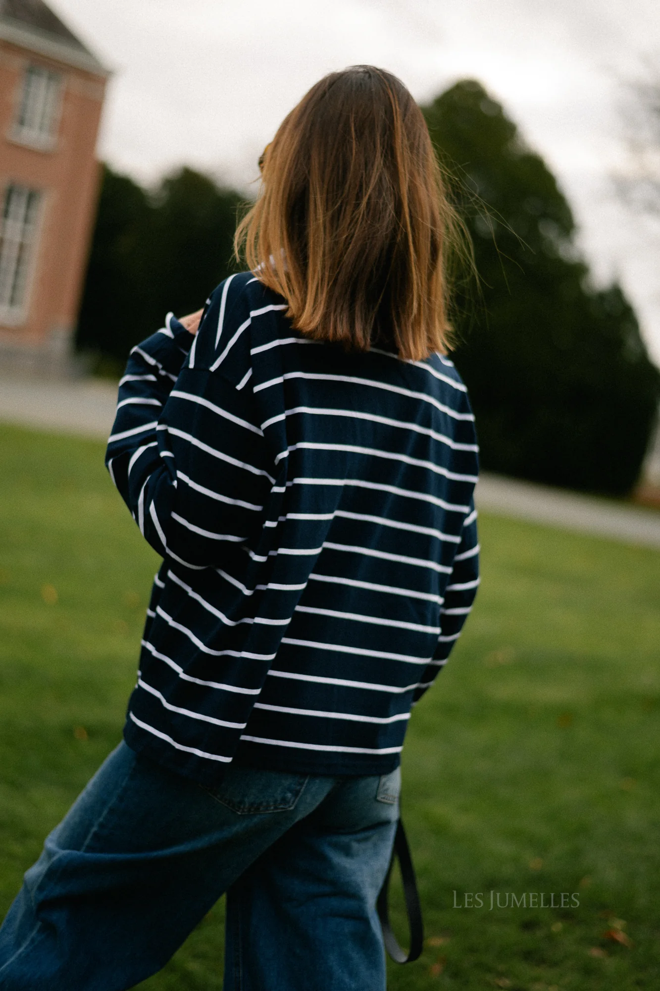 Lisa striped polo shirt navy/white - Image 5