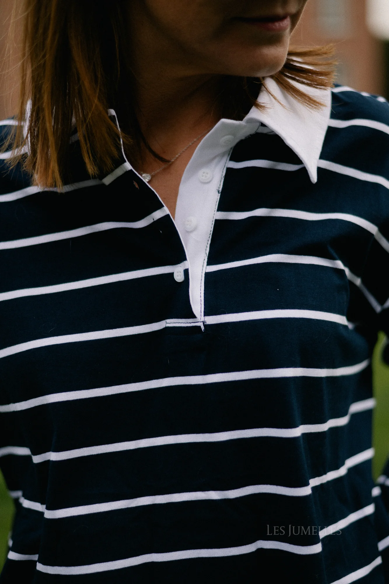 Lisa striped polo shirt navy/white - Image 7