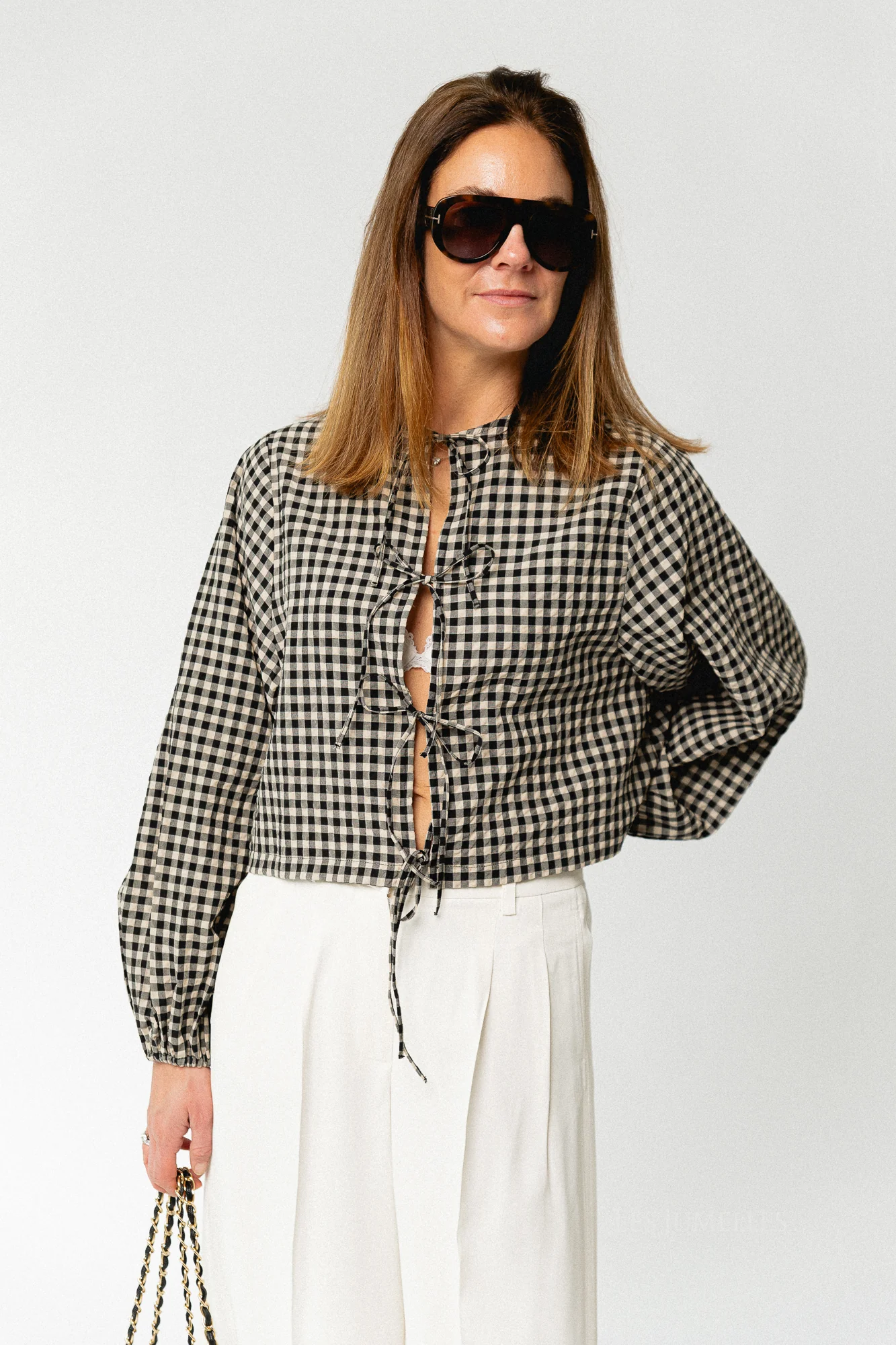 Lisanne blouse almond milk & black gingham - Image 4