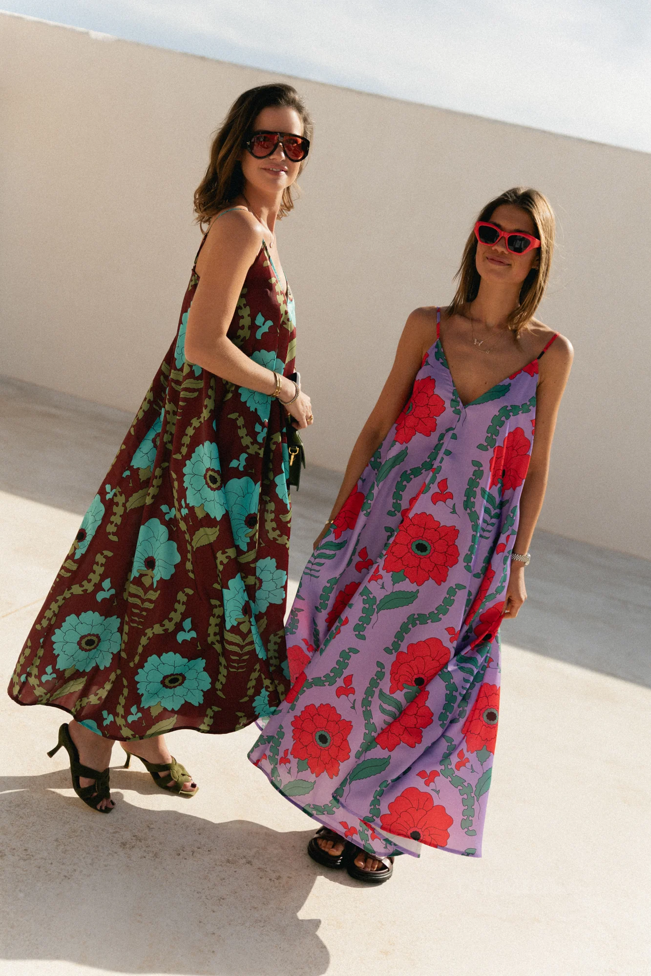 Liza printed maxi slip dress - burgundy/turquoise - Image 4