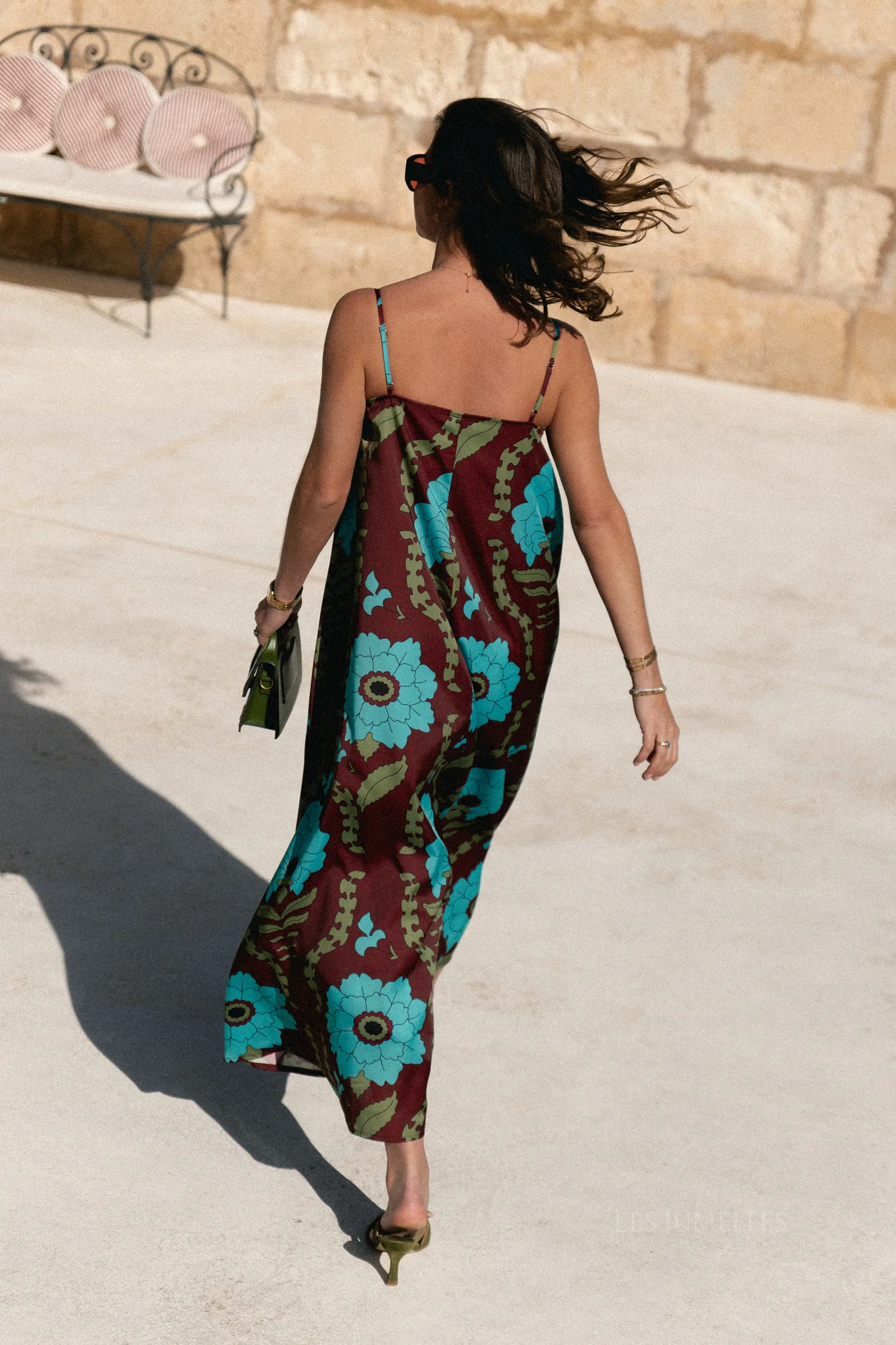 Liza printed maxi slip dress - burgundy/turquoise - Image 5