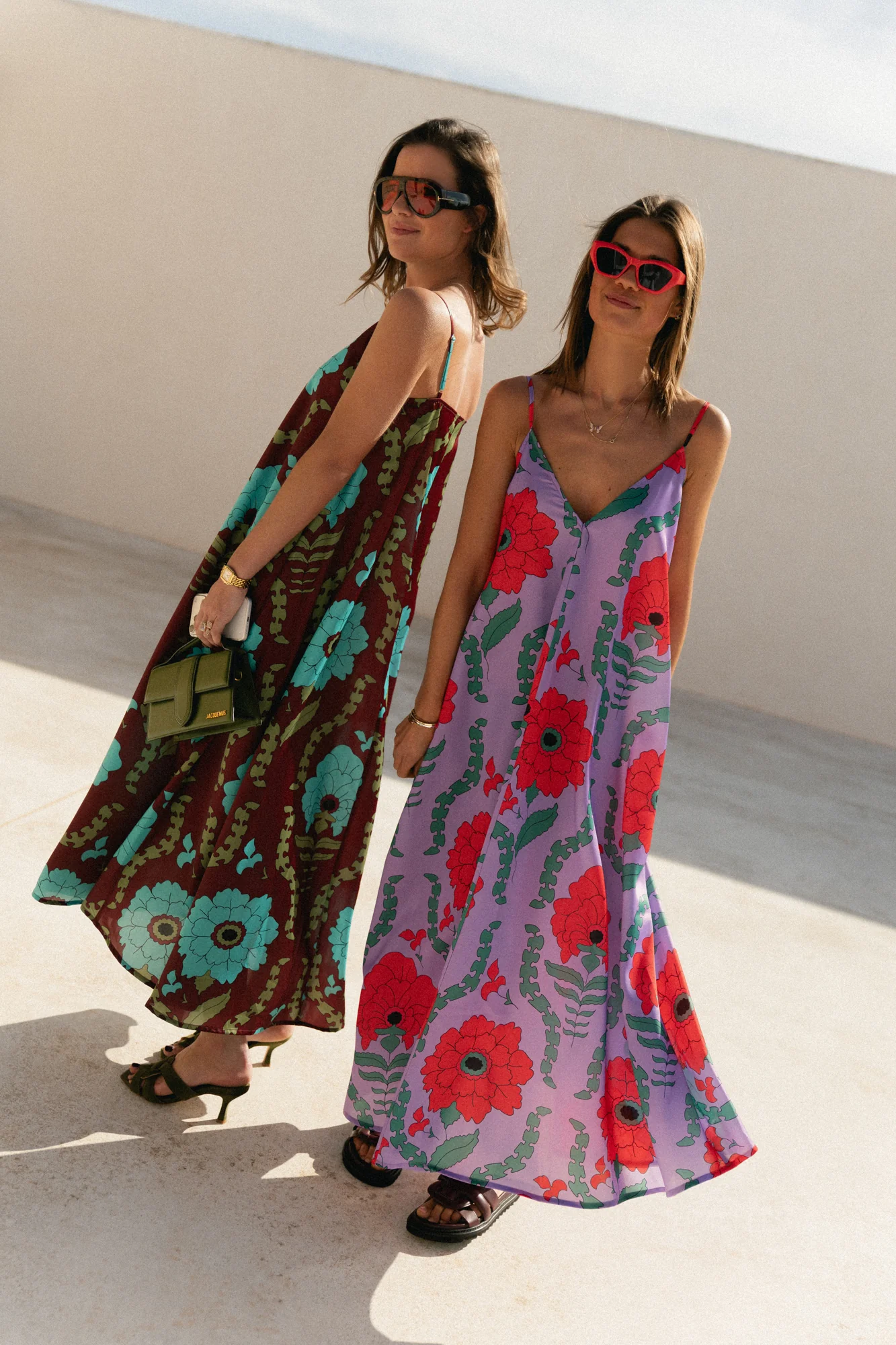Liza printed maxi slip dress - burgundy/turquoise - Image 8