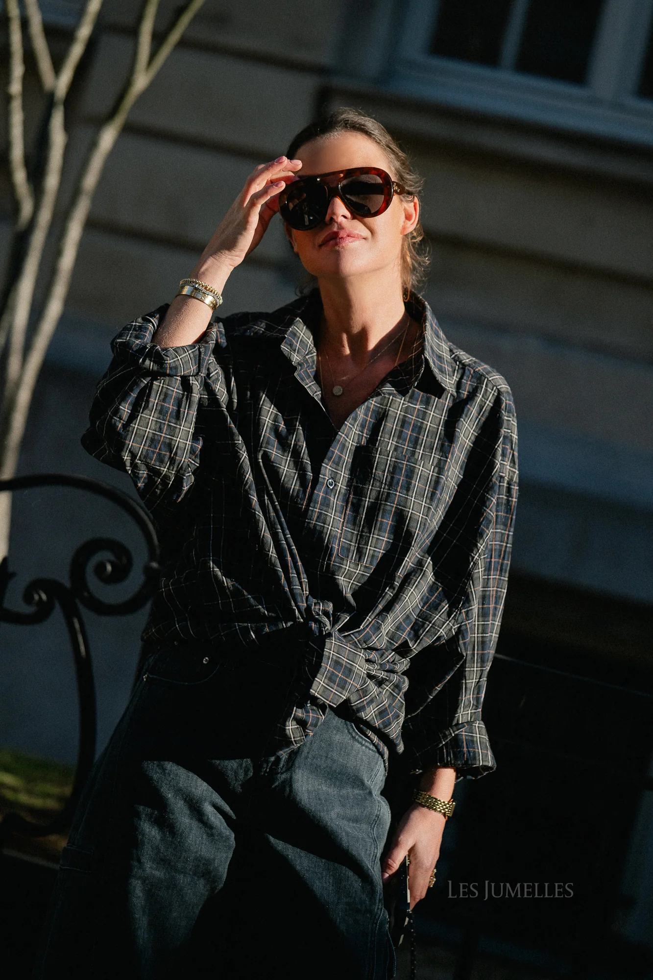 Lola checkered oversized shirt navy/olive