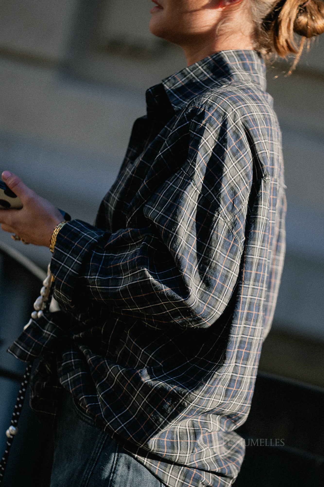 Lola checkered oversized shirt navy/olive - Image 2