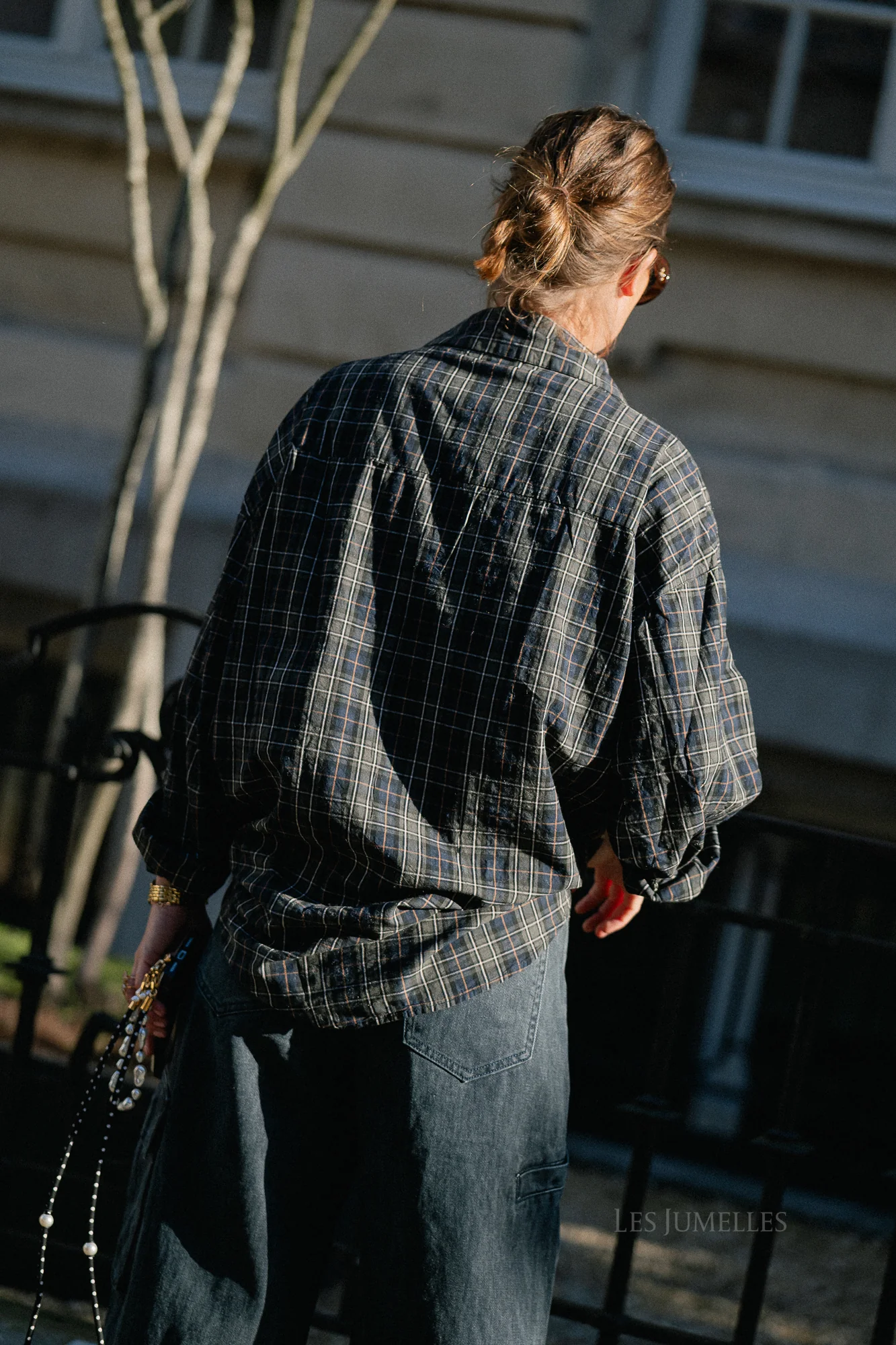 Lola checkered oversized shirt navy/olive - Image 3