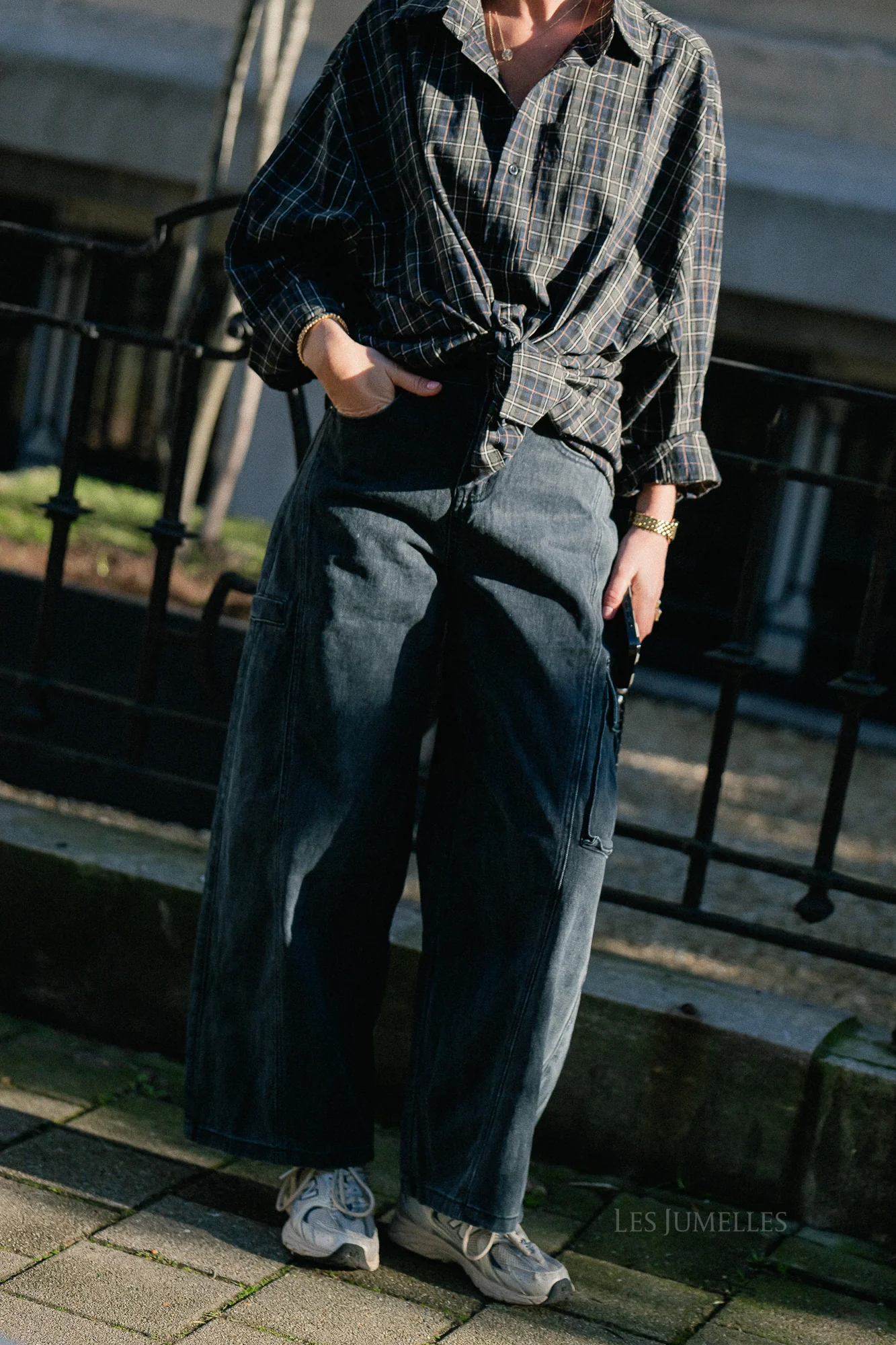 Lola checkered oversized shirt navy/olive - Image 4