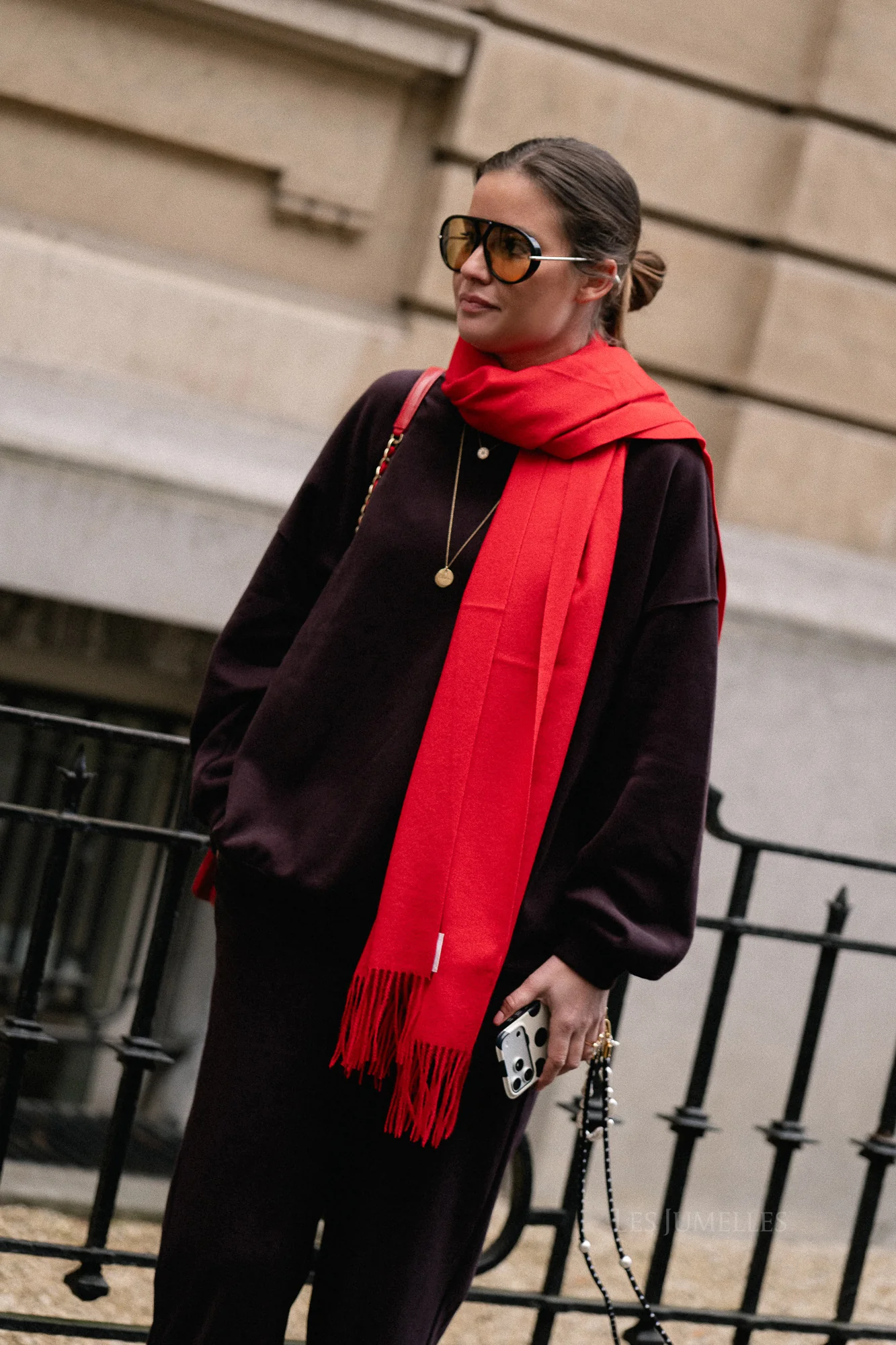 Louna cashmere blend scarf red - Image 7