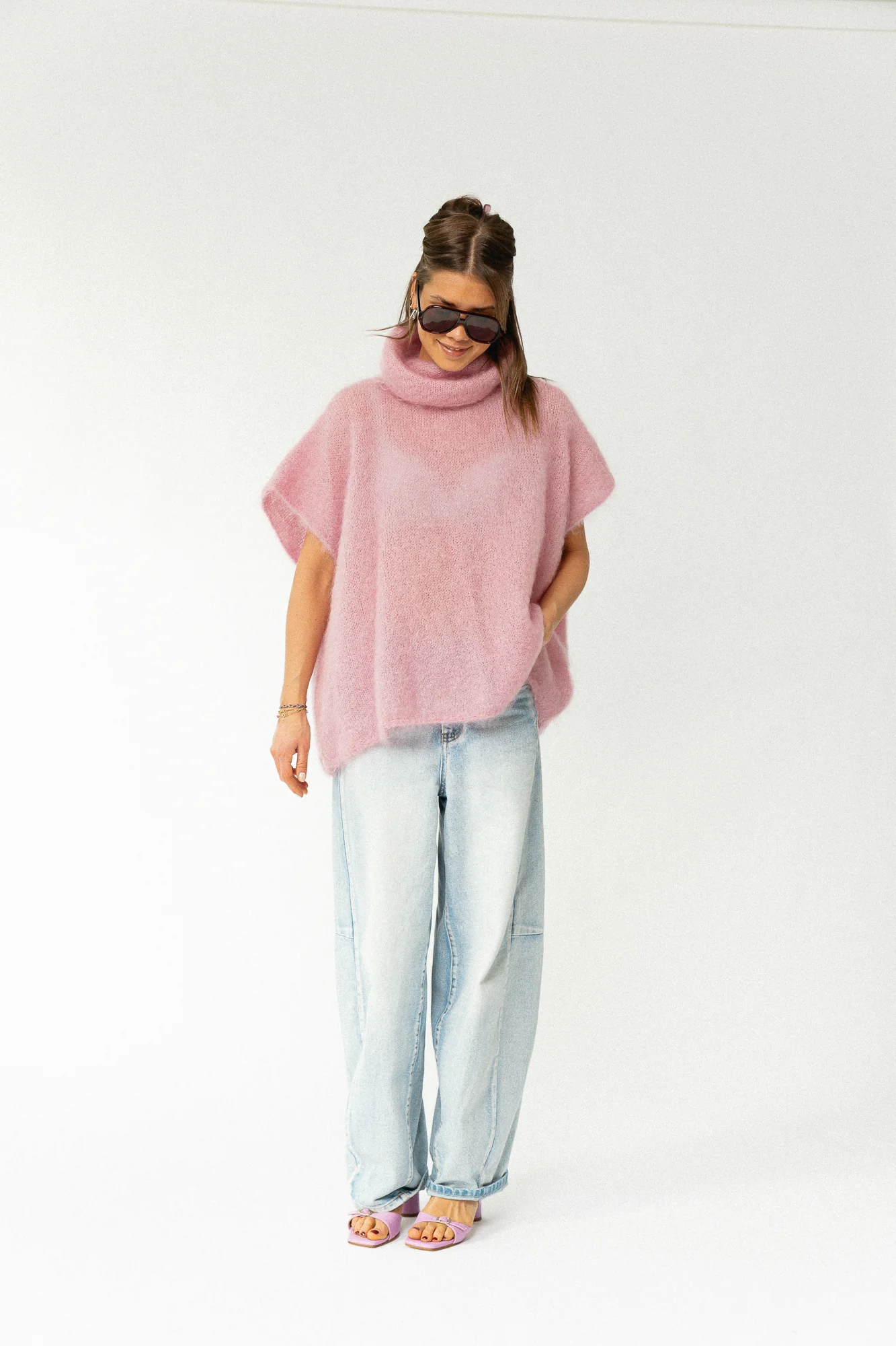 Manon roll neck jumper powder pink - Image 5