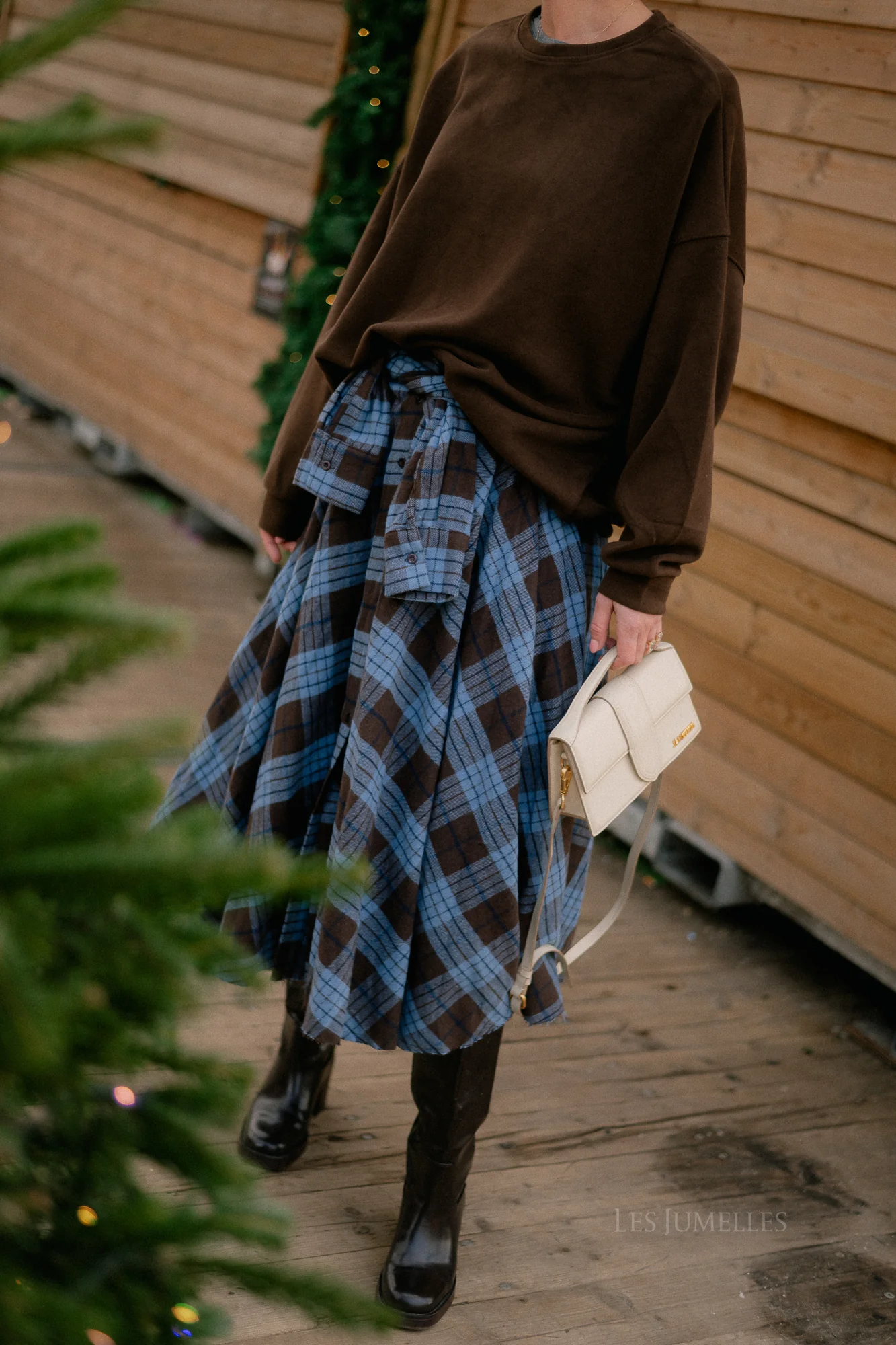 Martha checkered skirt hot chocolate/baby blue - Image 18