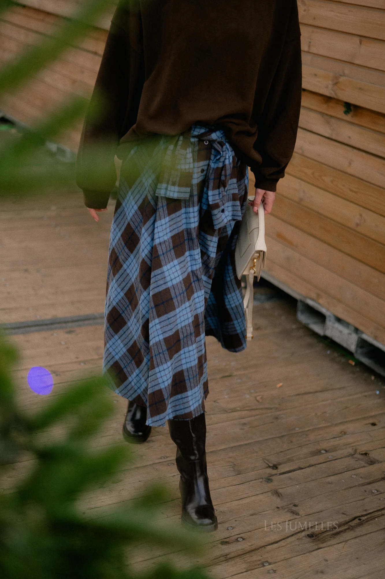 Martha checkered skirt hot chocolate/baby blue - Image 22