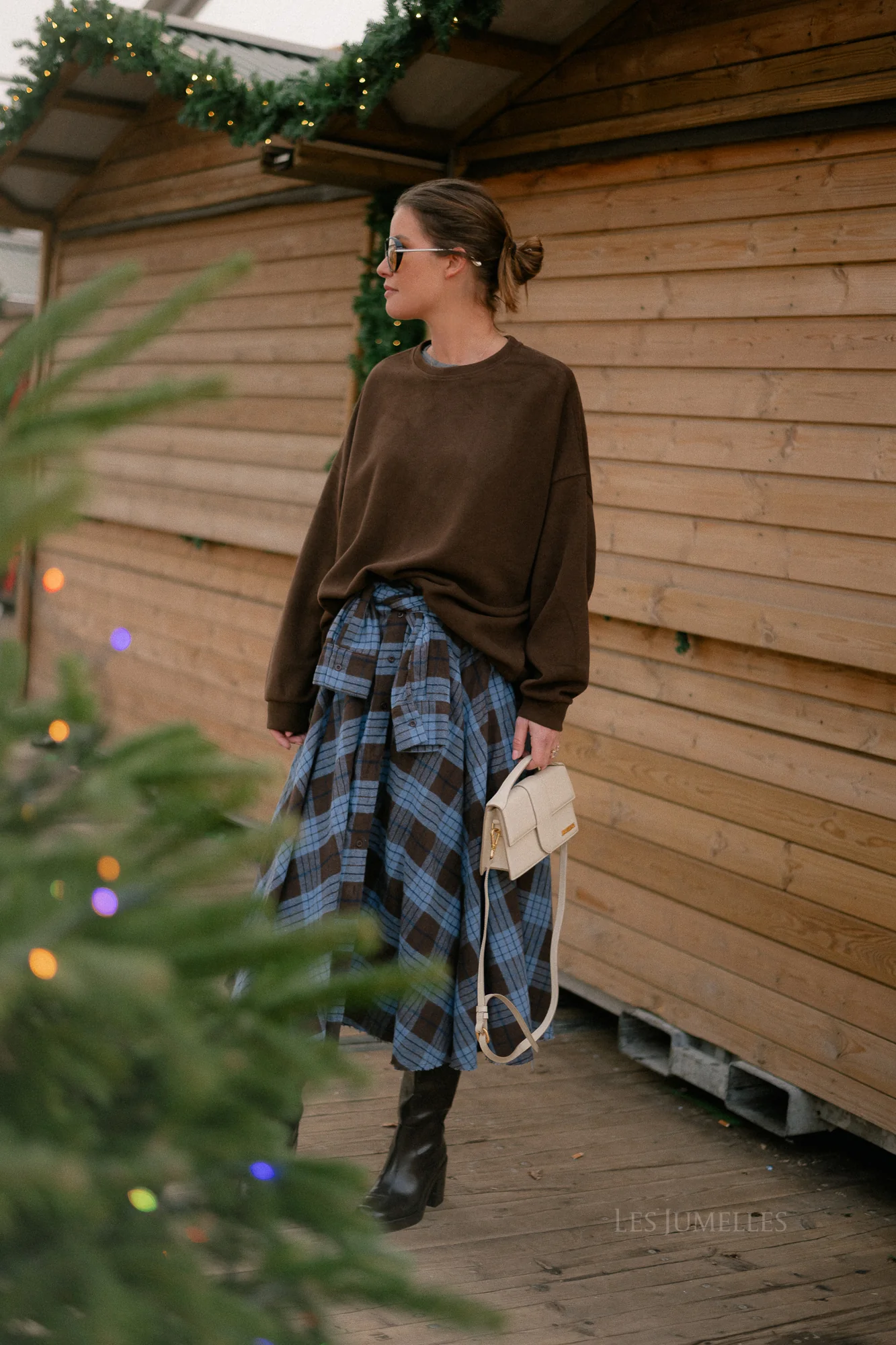 Martha checkered skirt hot chocolate/baby blue - Image 23
