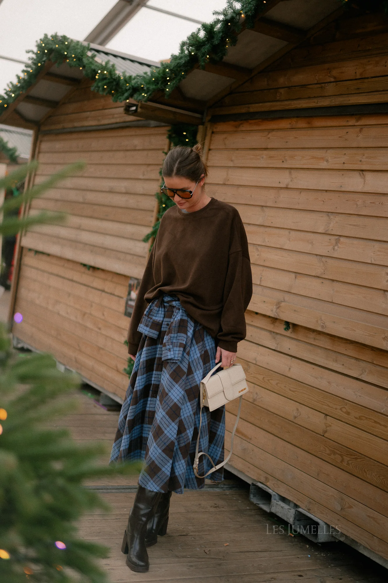 Martha checkered skirt hot chocolate/baby blue - Image 25