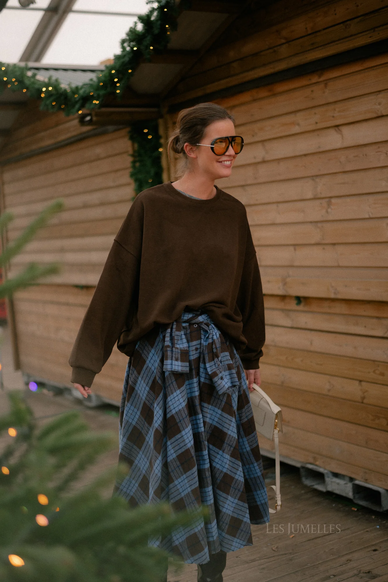 Martha checkered skirt hot chocolate/baby blue - Image 7