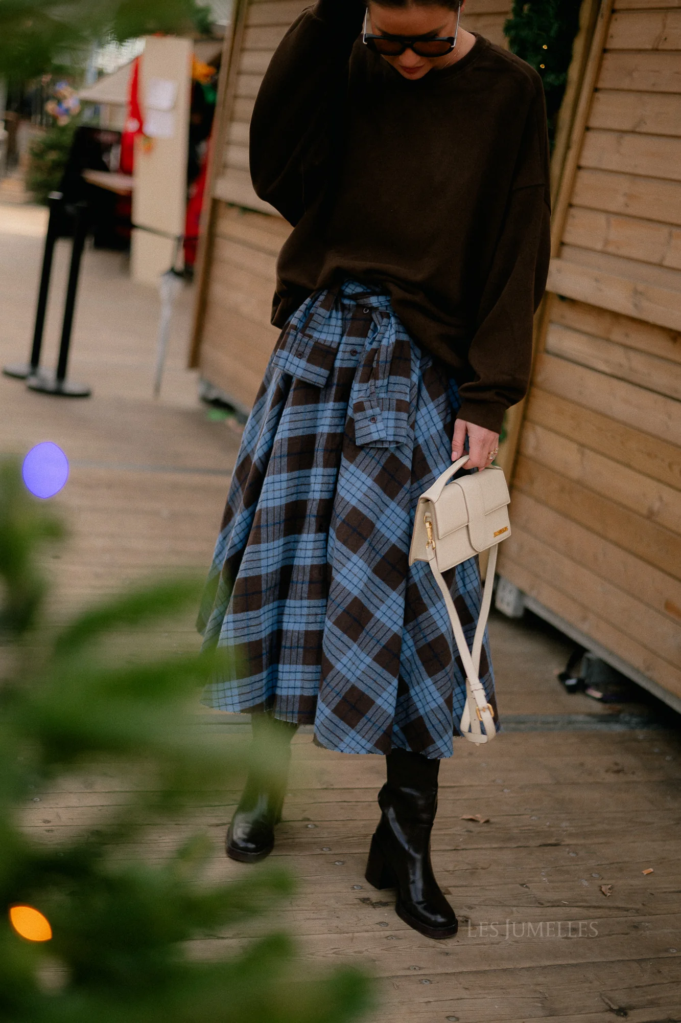 Martha checkered skirt hot chocolate/baby blue - Image 9