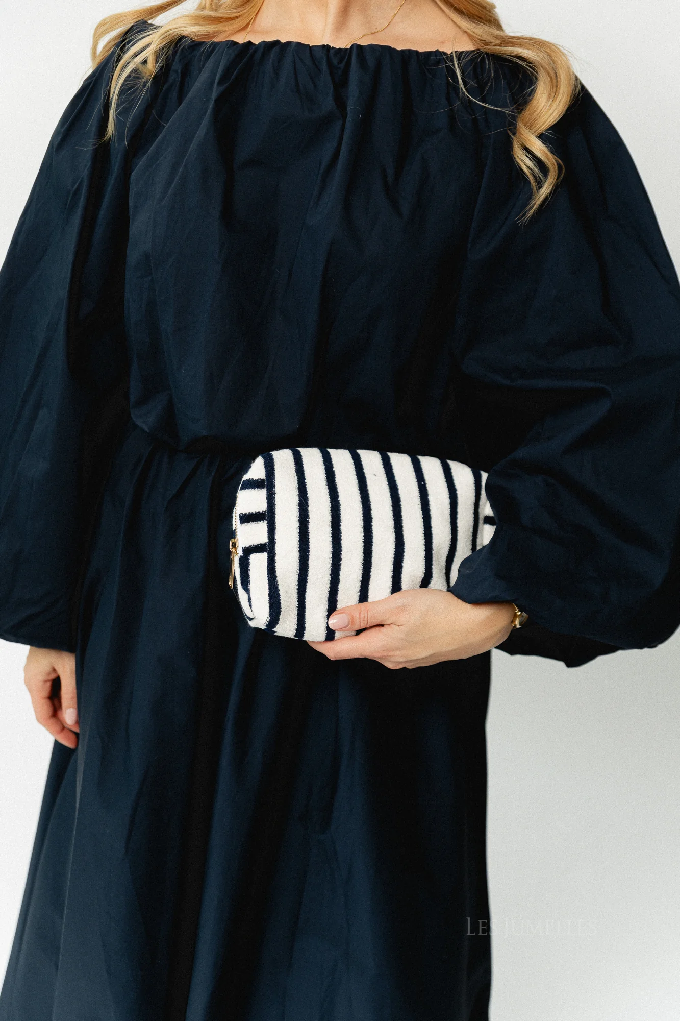 Mimi make-up bag - white/navy stripes - Image 3